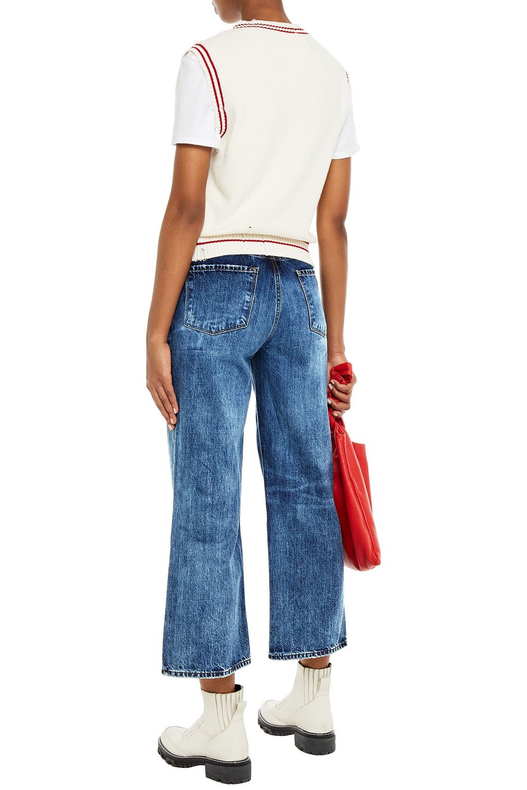 J BRAND Joan cropped faded high-rise wide-leg jeans