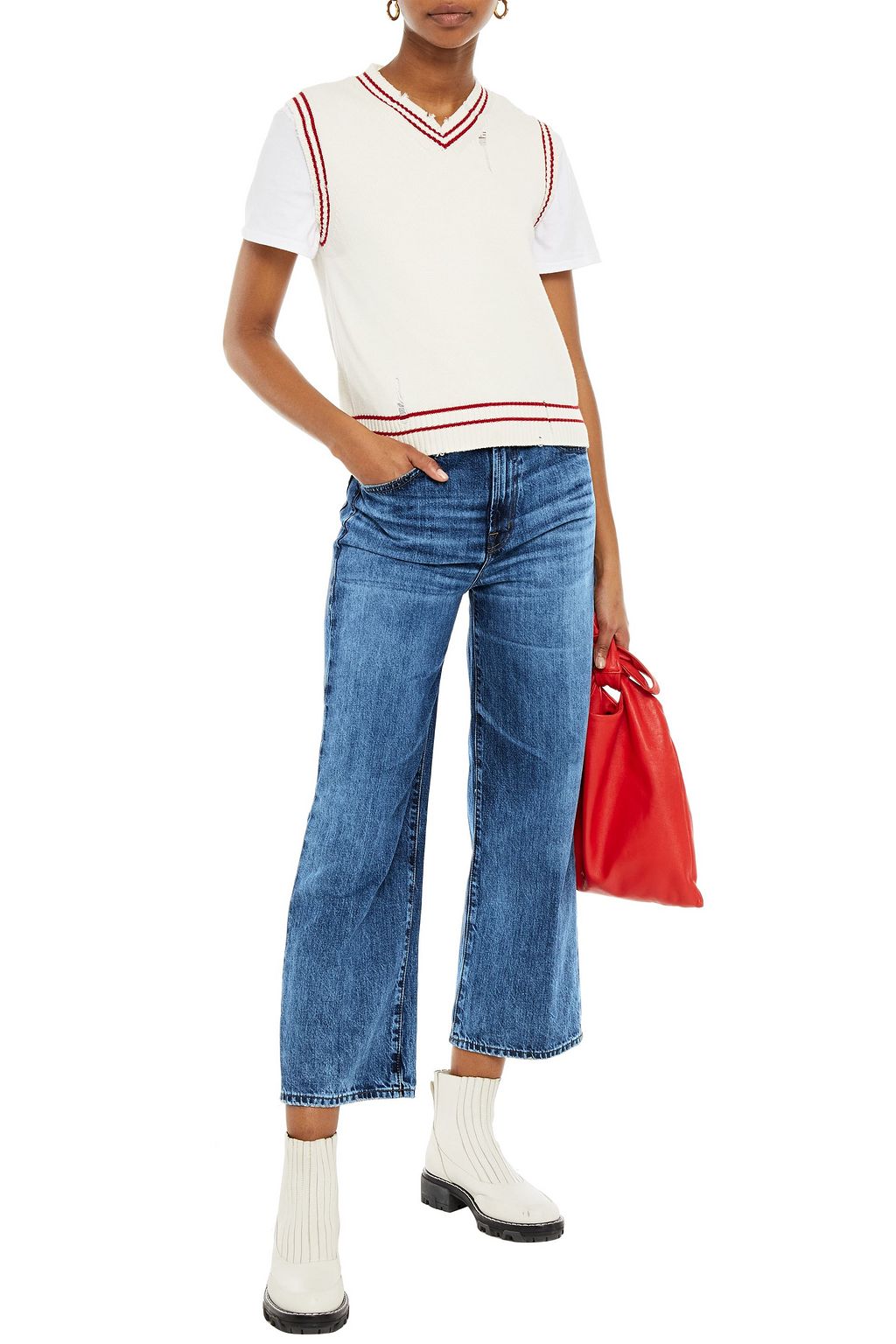 J BRAND Joan cropped faded high-rise wide-leg jeans