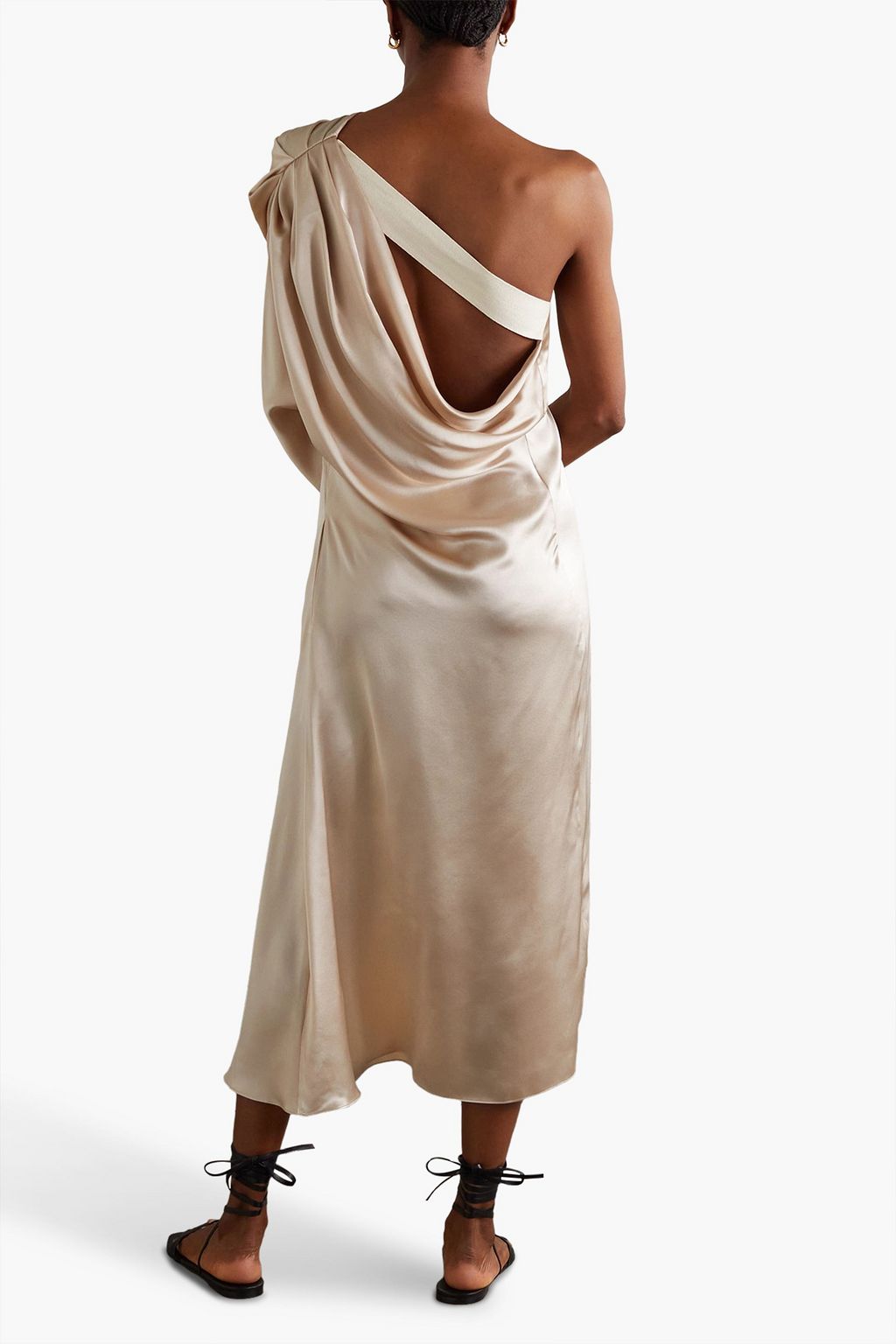 ARTCLUB Modena one-shoulder cutout silk-satin midi dress