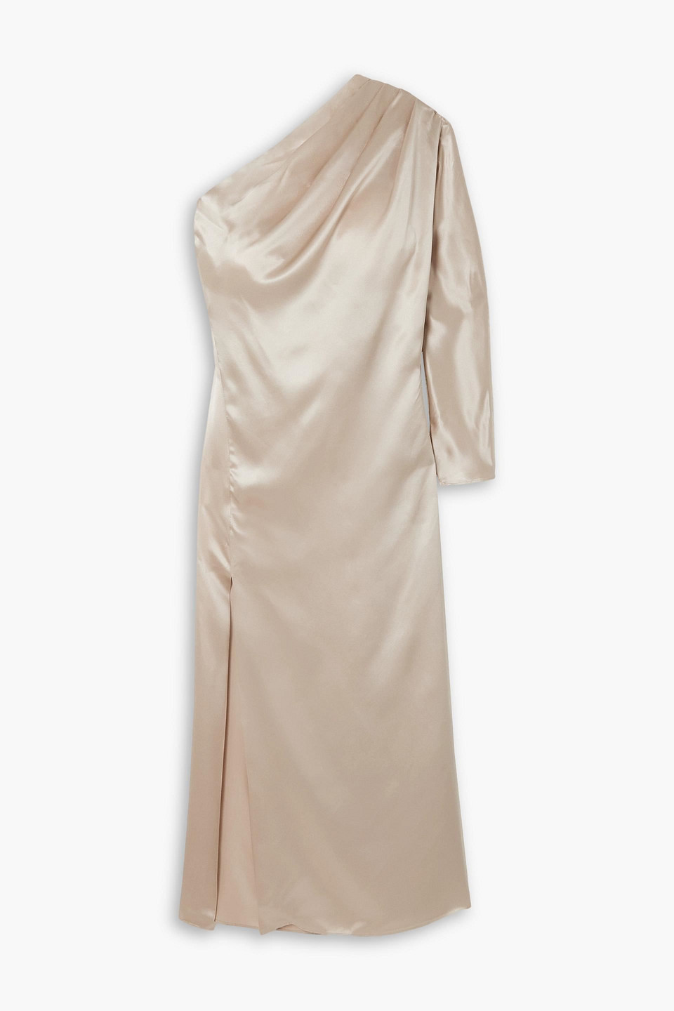 Artclub Modena One-shoulder Cutout Silk-satin Midi Dress In Cream