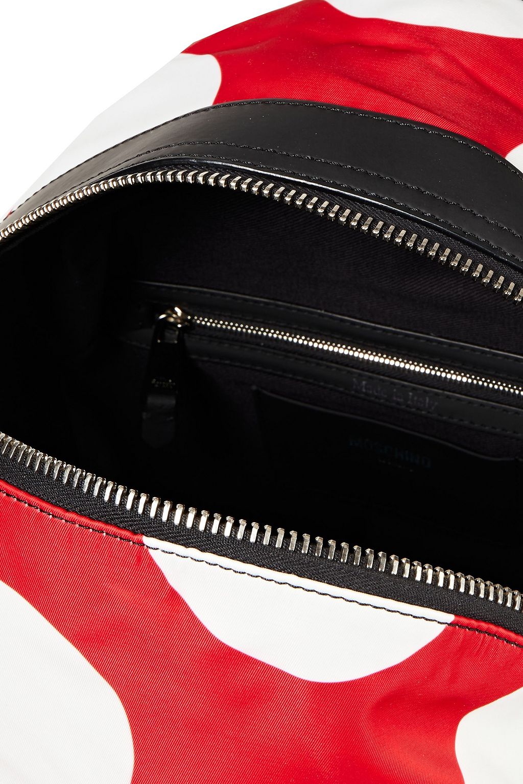 MOSCHINO Leather-trimmed polka-dot shell backpack