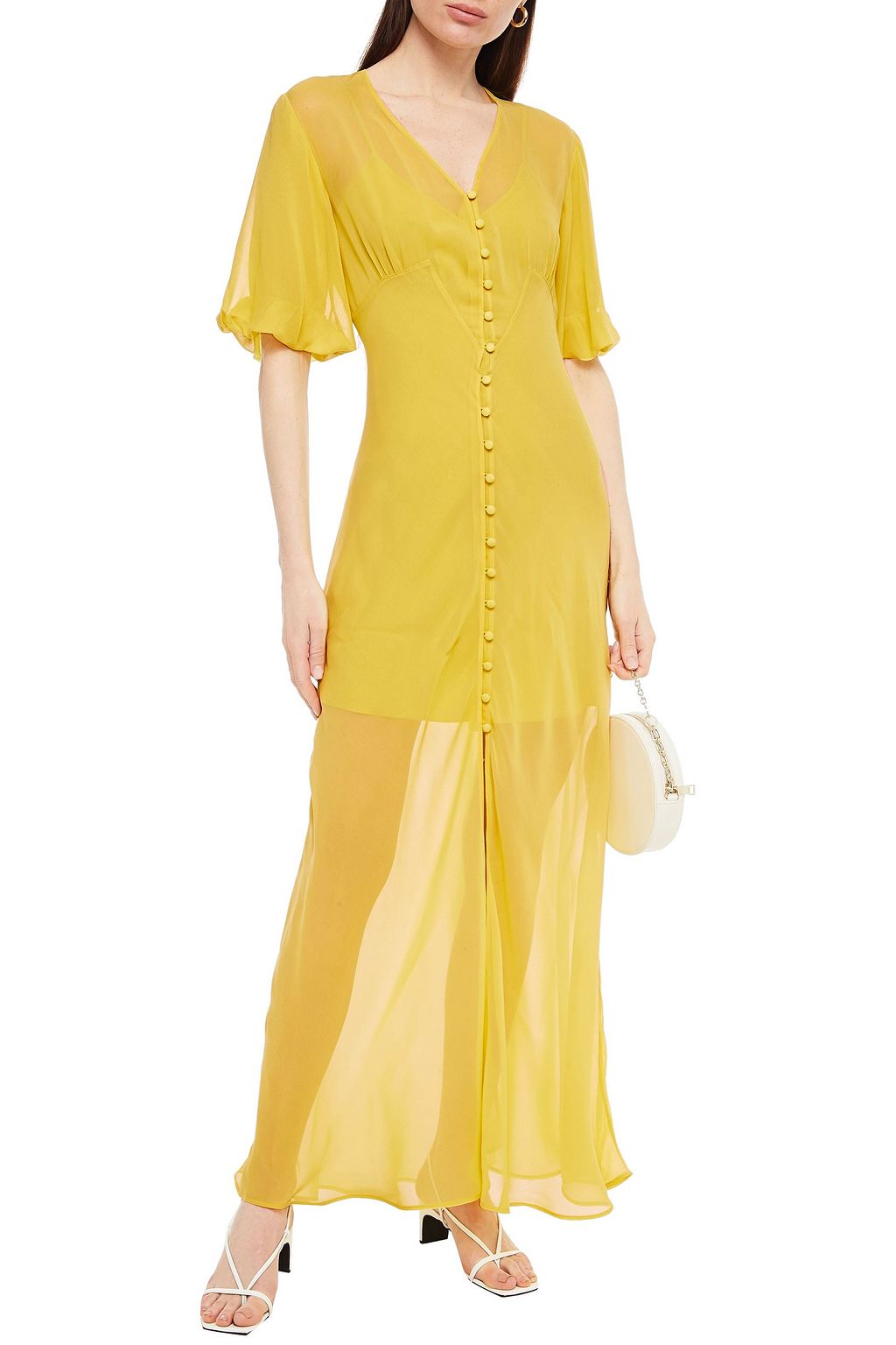 OLIVIA VON HALLE Delphine gathered silk-georgette maxi dress