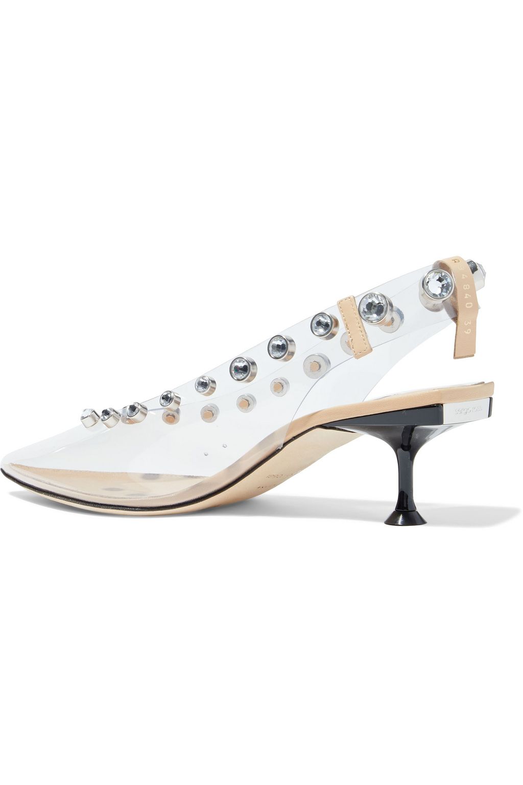 SERGIO ROSSI Crystal-embellished PVC slingback pumps