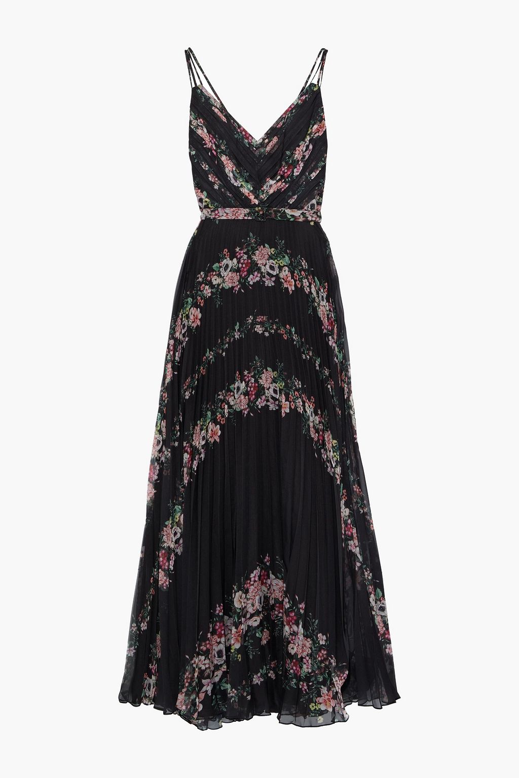 Schwarz Robe Aus Chiffon Mit Floralem Print Falten Und Gurtel Sale Bis Zu 70 Marchesa Notte The Outnet Marchesa Notte The Outnet