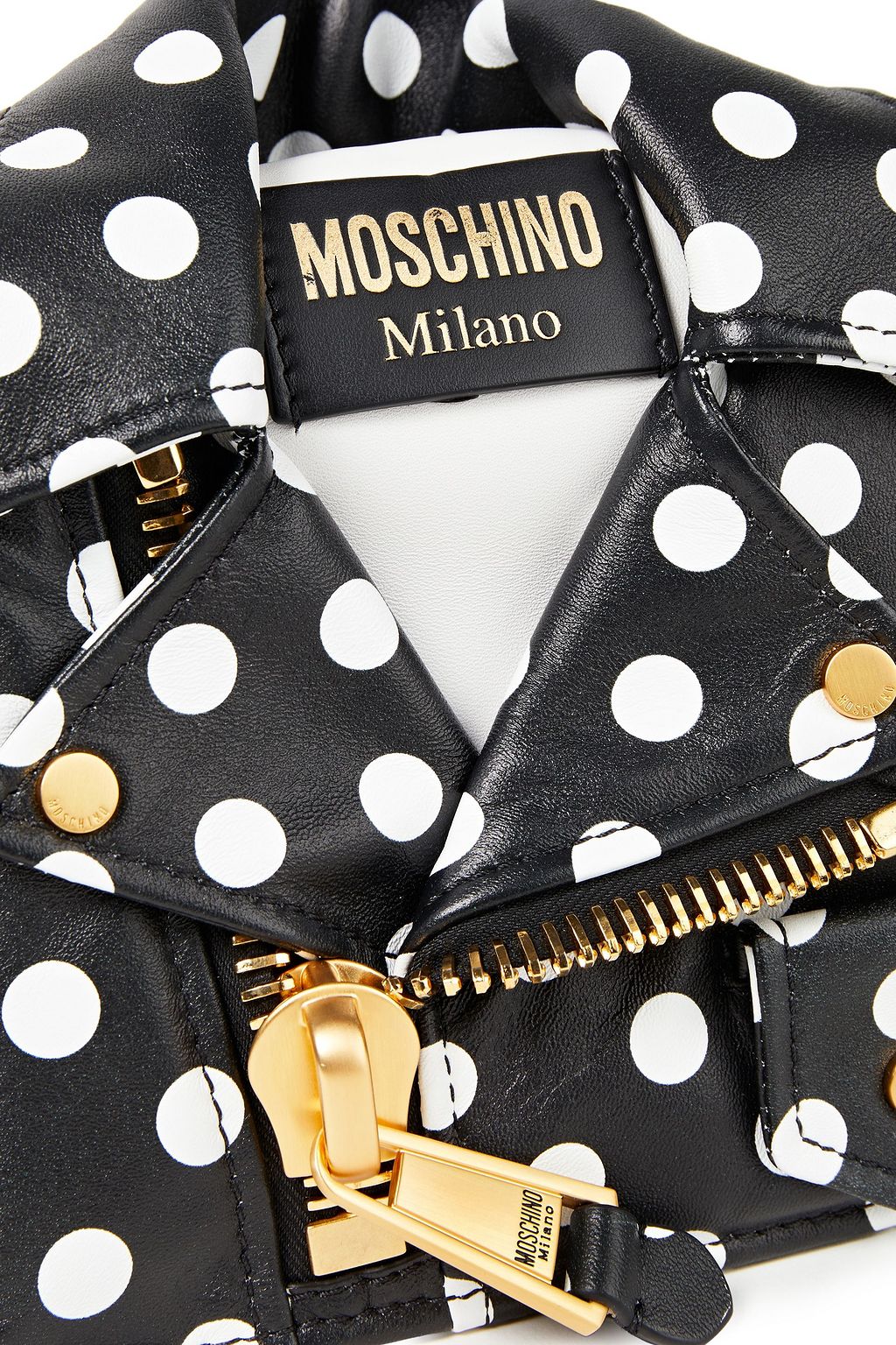 MOSCHINO Embellished polka-dot quilted leather shoulder bag