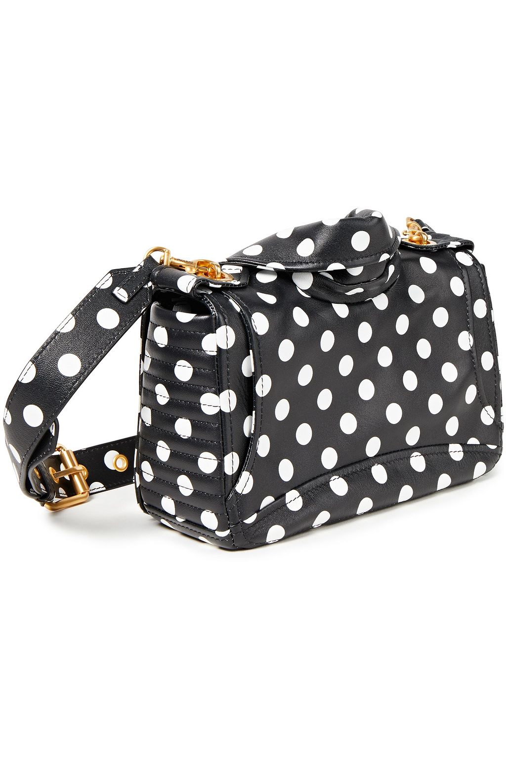 MOSCHINO Embellished polka-dot quilted leather shoulder bag