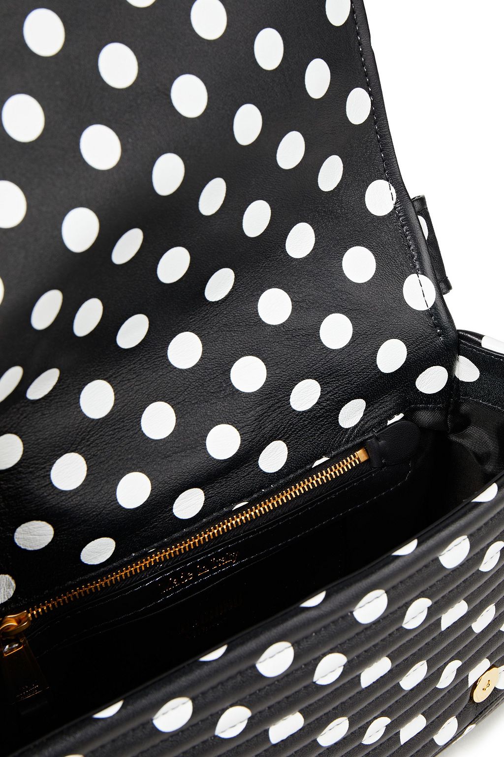 MOSCHINO Embellished polka-dot quilted leather shoulder bag