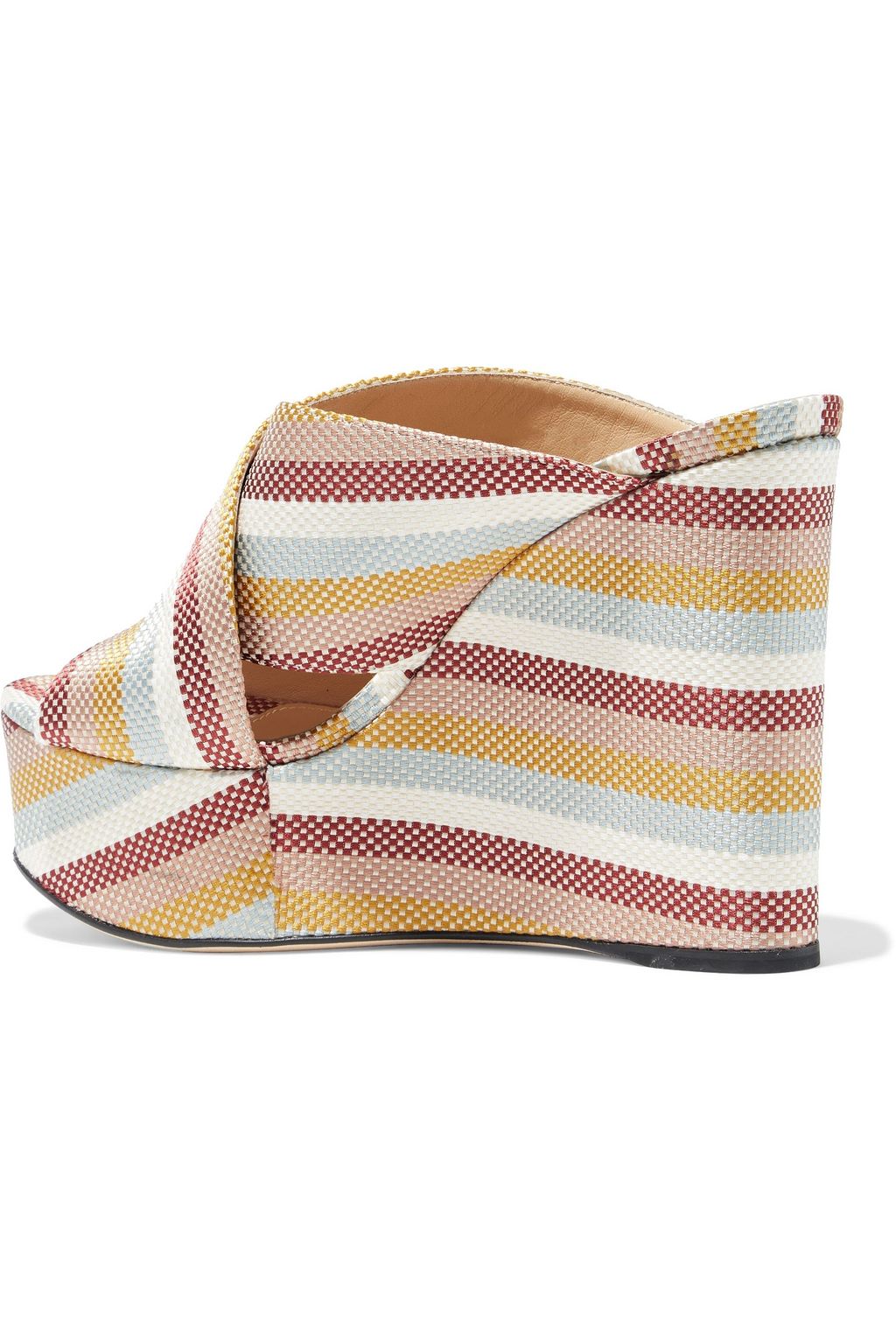 SERGIO ROSSI Alma striped basketweave wedge sandals