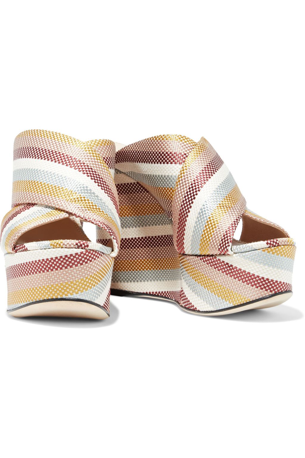 SERGIO ROSSI Alma striped basketweave wedge sandals