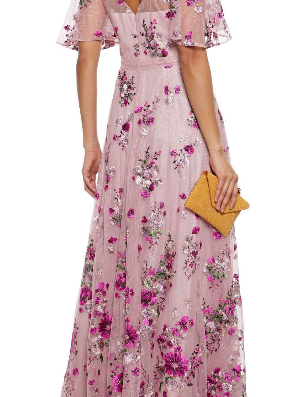 embroidered glittered tulle gown