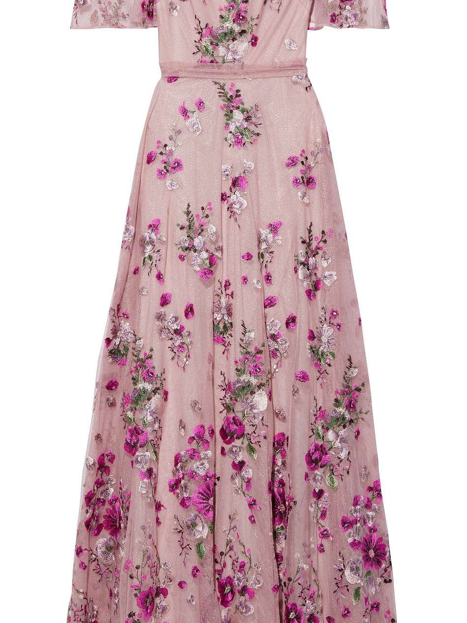 embroidered glittered tulle gown