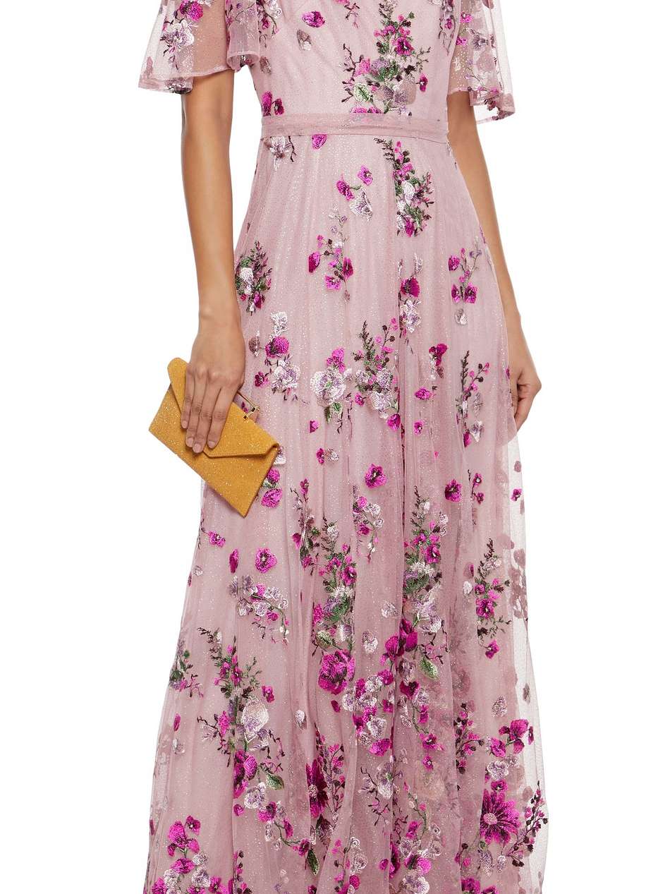 embroidered glittered tulle gown