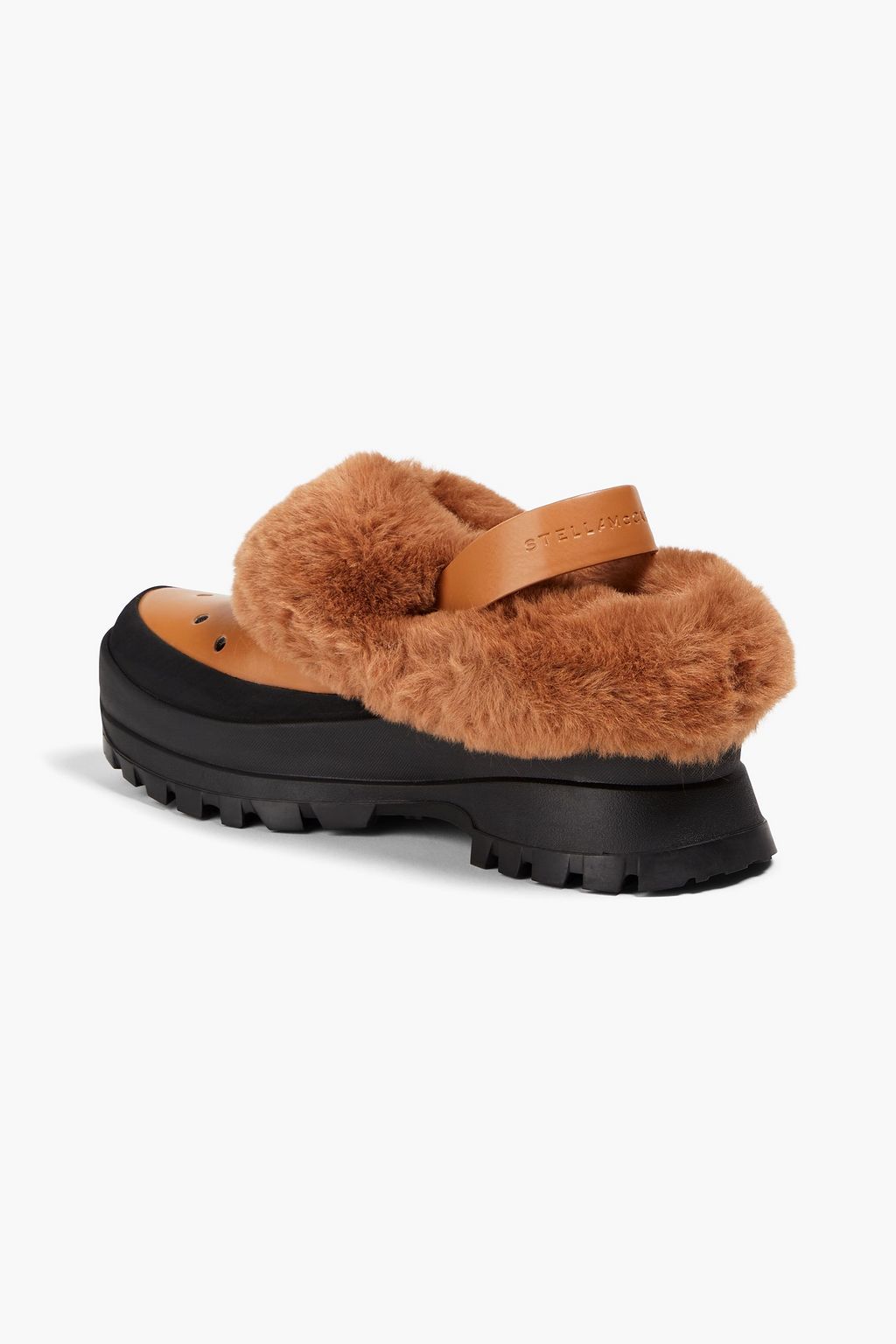 STELLA MCCARTNEY Trace faux fur, faux leather and rubber slingback clogs