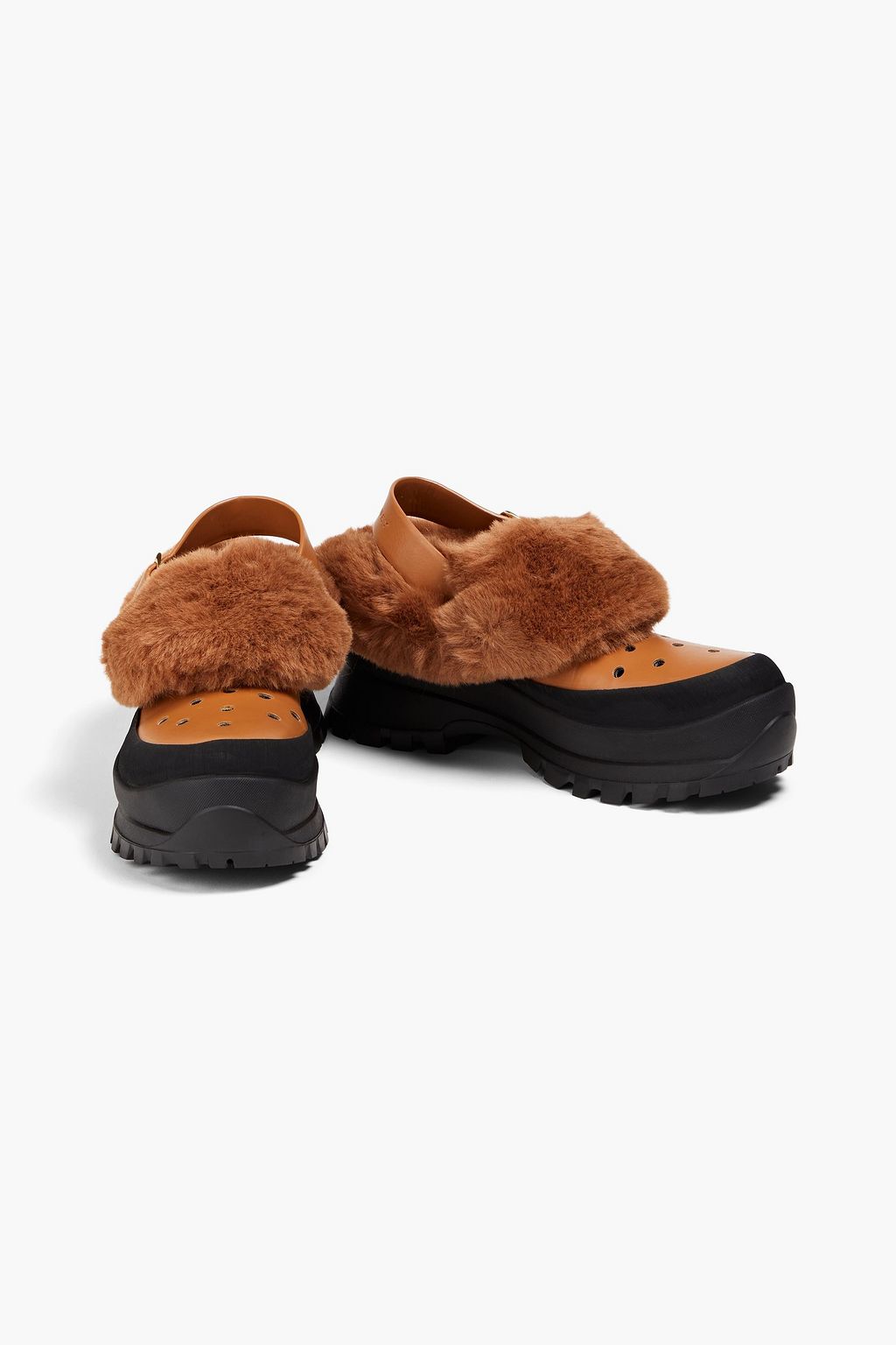 STELLA MCCARTNEY Trace faux fur, faux leather and rubber slingback clogs