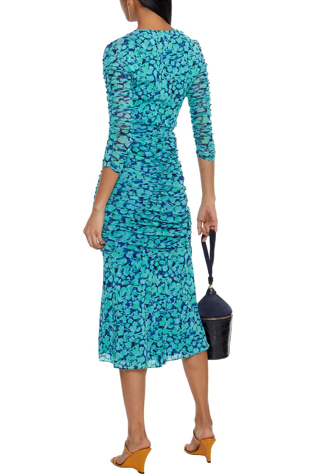 DIANE VON FURSTENBERG Briella bedrucktes Midikleid aus Stretch-Mesh mit Raffungen