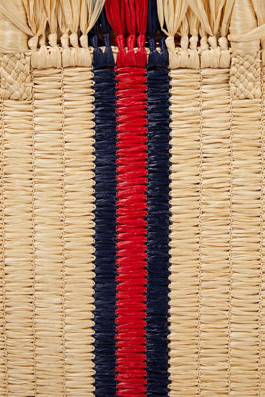GUCCI Frayed striped raffia tote