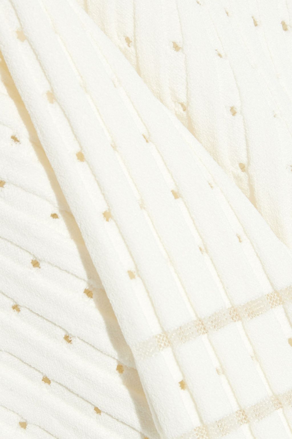 HERVÉ LÉGER Mesh-trimmed bandage and ribbed pointelle-knit skirt