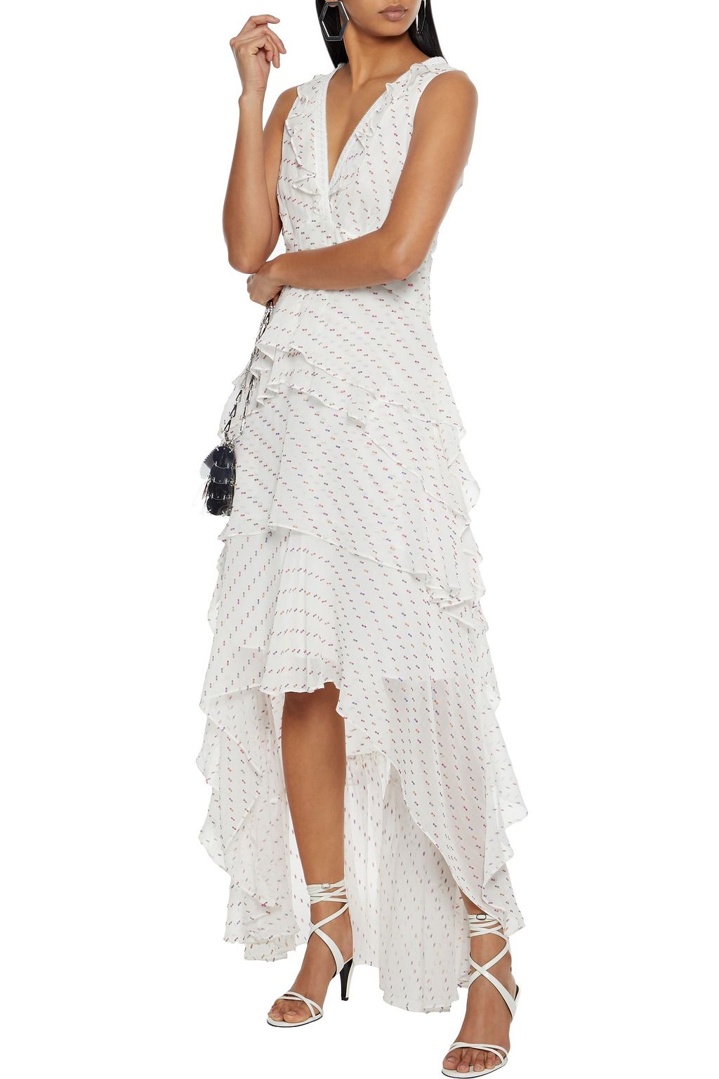 DIANE VON FURSTENBERG Bess asymmetric tiered fil coupé chiffon maxi dress