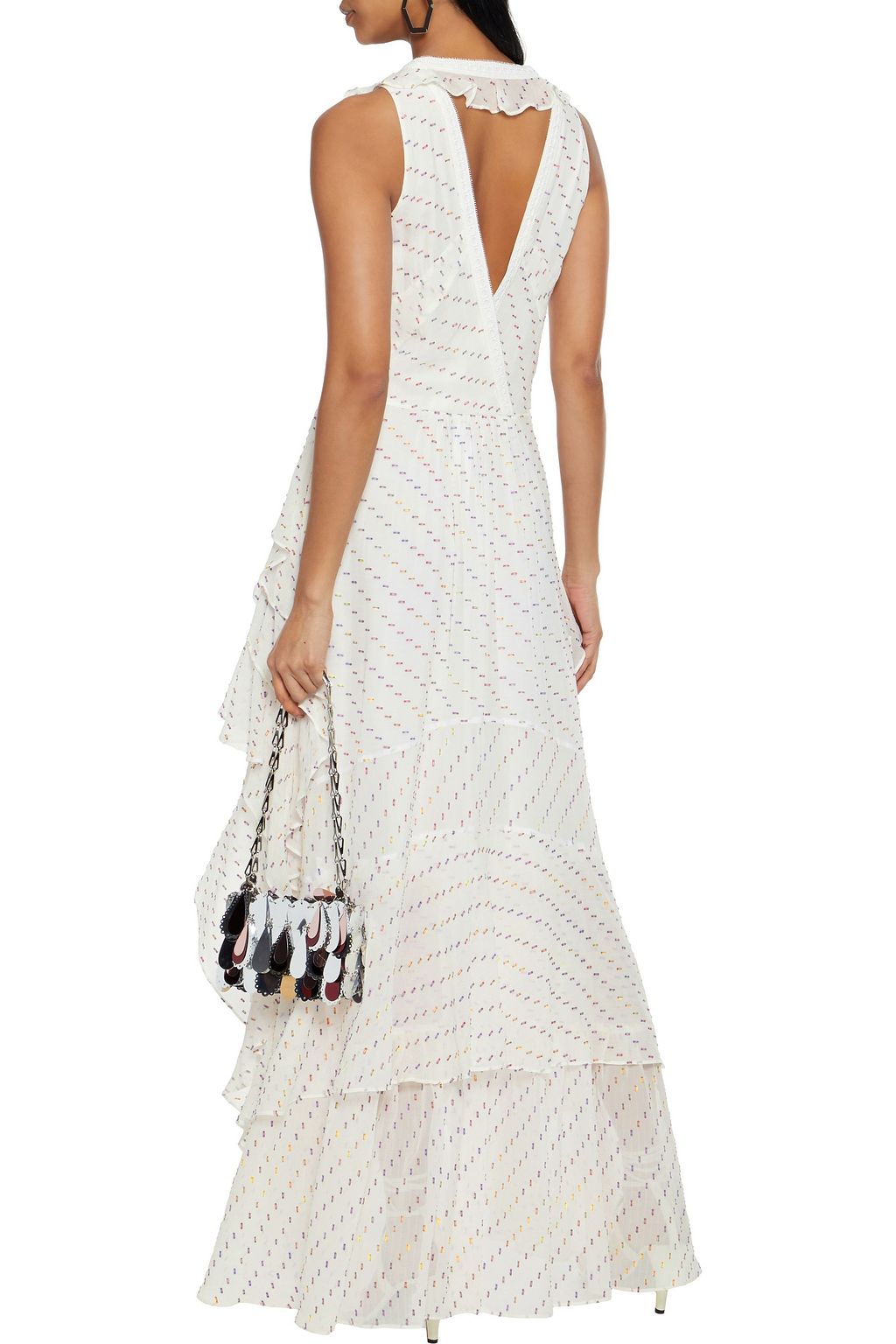DIANE VON FURSTENBERG Bess asymmetric tiered fil coupé chiffon maxi dress