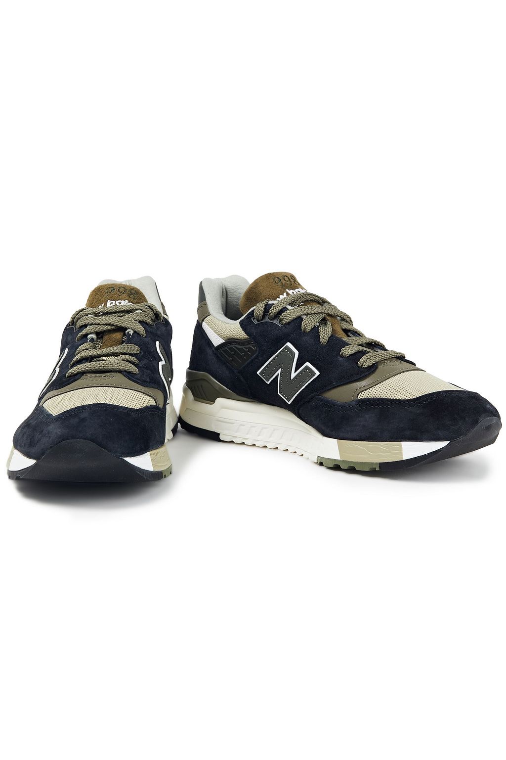 NEW BALANCE Logo-appliquéd mesh and suede sneakers