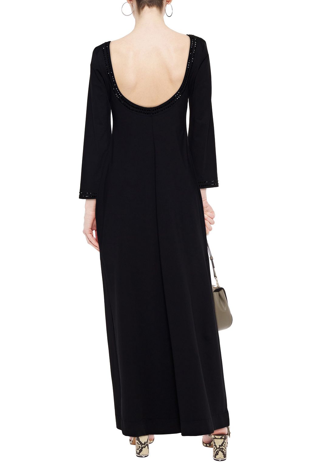 FISICO Crystal-embellished satin-jersey maxi dress