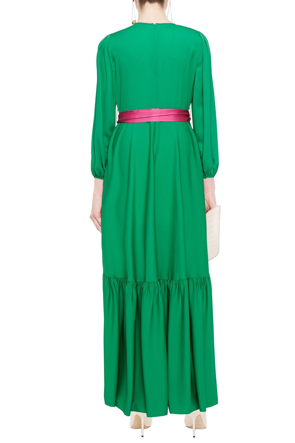 DIANE VON FURSTENBERG Amabel belted silk-blend crepe de chine maxi dress