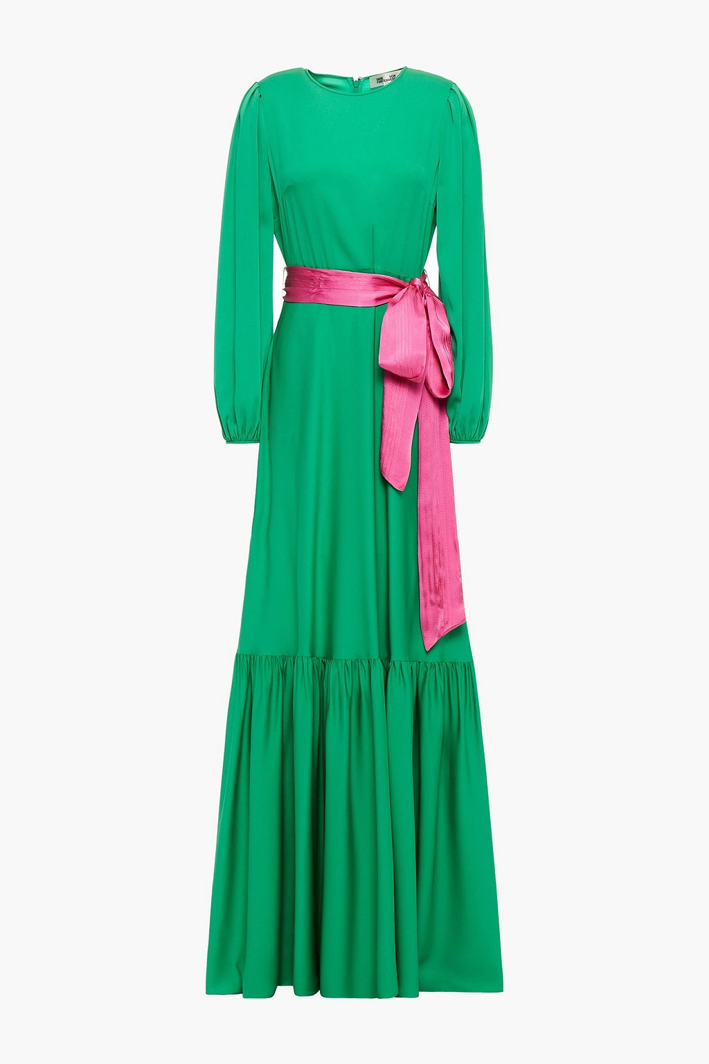 Green Amabel belted silk-blend crepe de ...