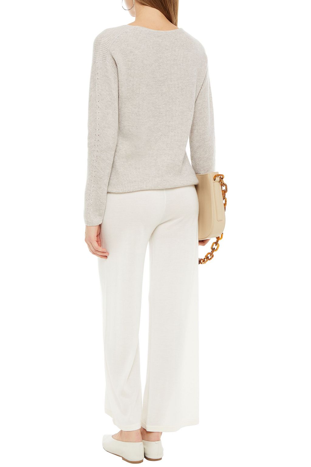 N.PEAL Cashmere and silk-blend wide-leg pants