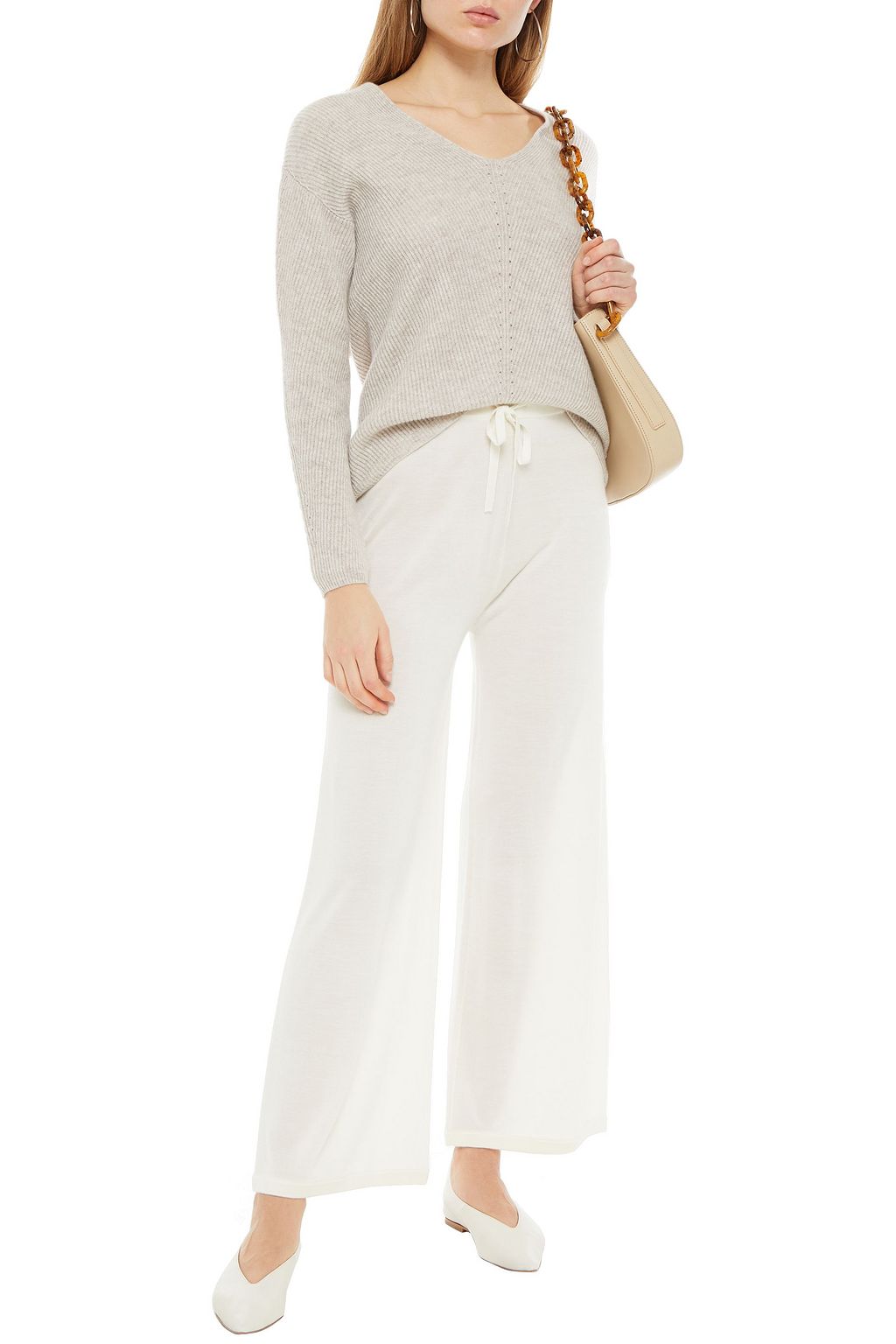 N.PEAL Cashmere and silk-blend wide-leg pants
