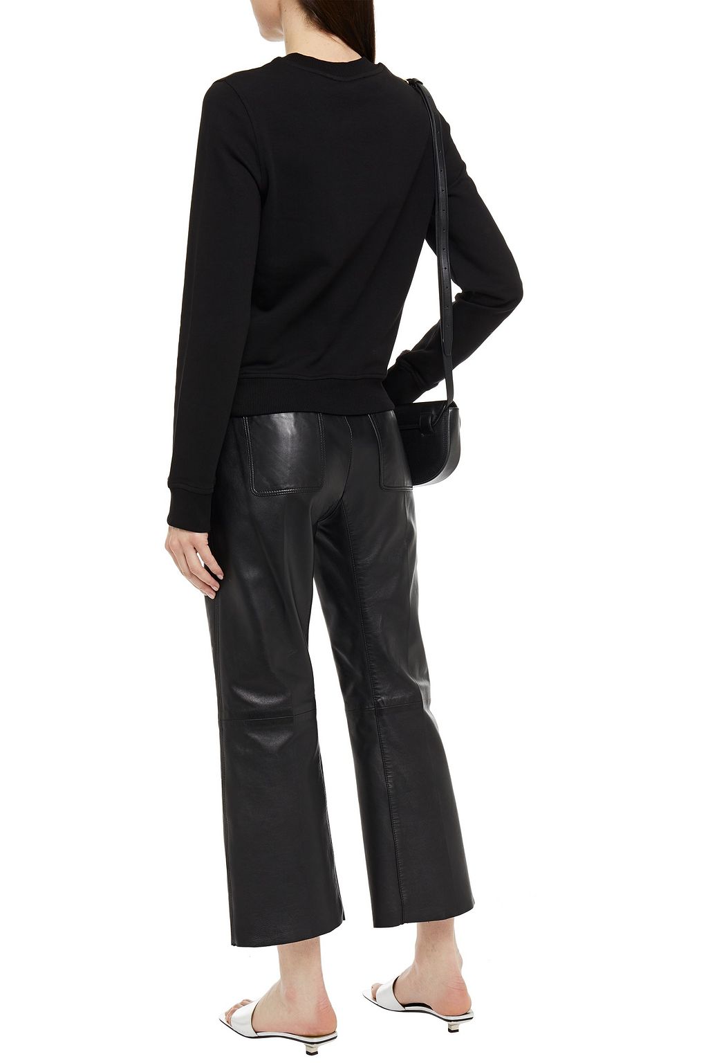 LOVE MOSCHINO Crystal-embellished cotton-blend fleece sweatshirt