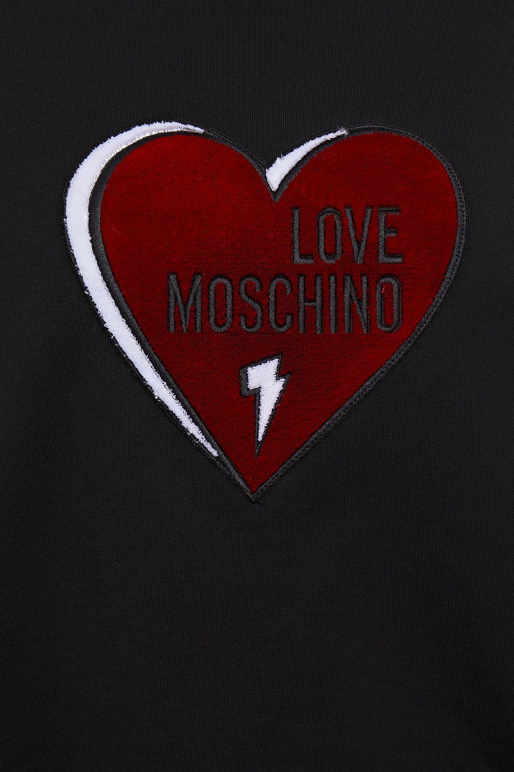 LOVE MOSCHINO Flocked cotton-blend fleece sweatshirt