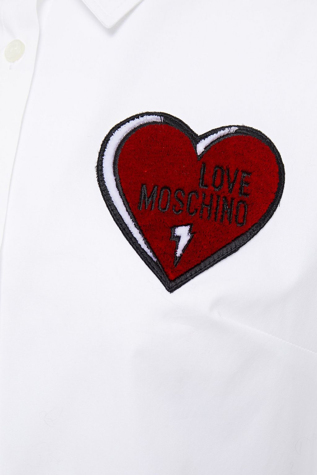 LOVE MOSCHINO Appliquéd stretch-cotton poplin shirt