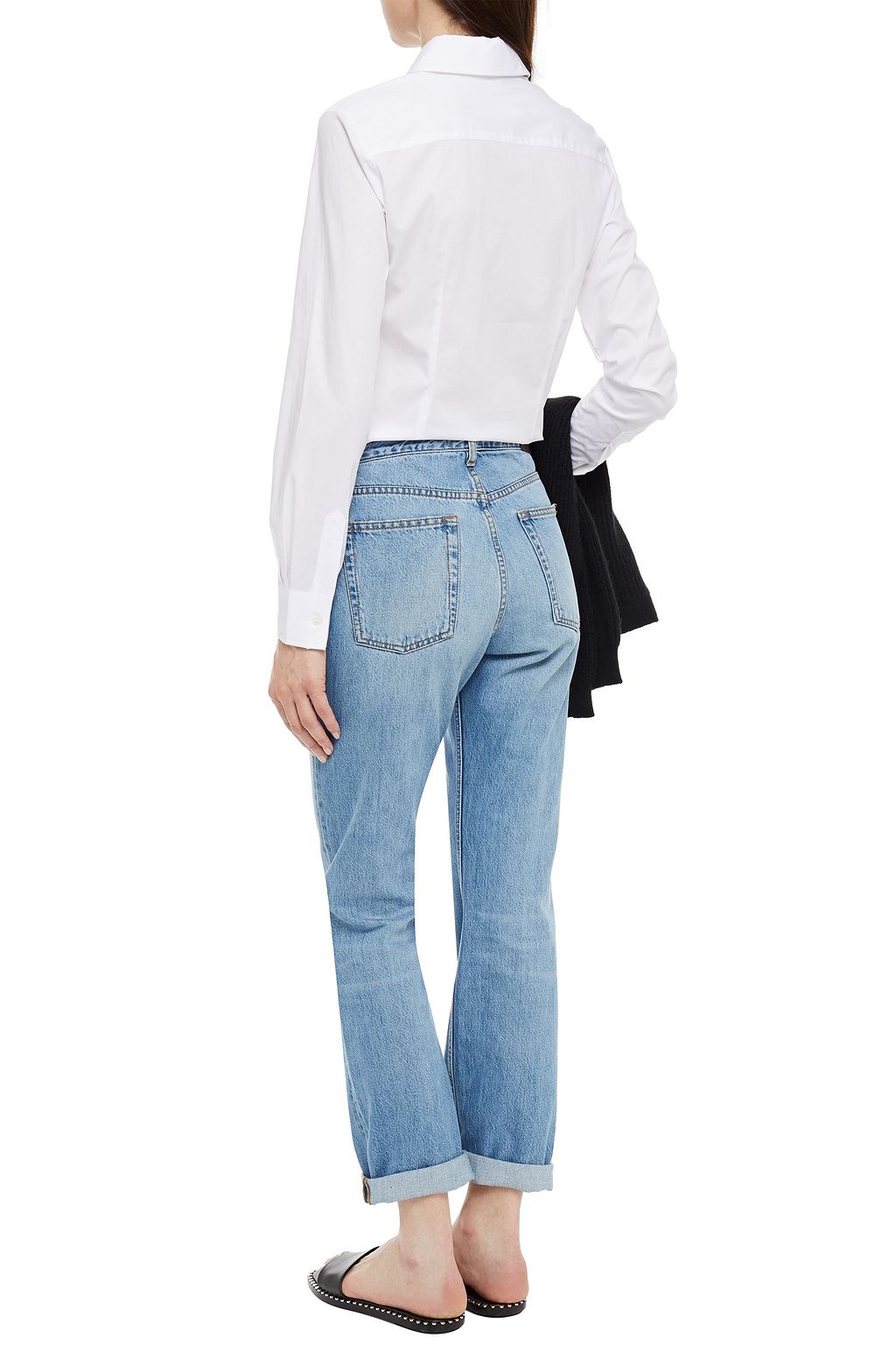 LOVE MOSCHINO Appliquéd stretch-cotton poplin shirt