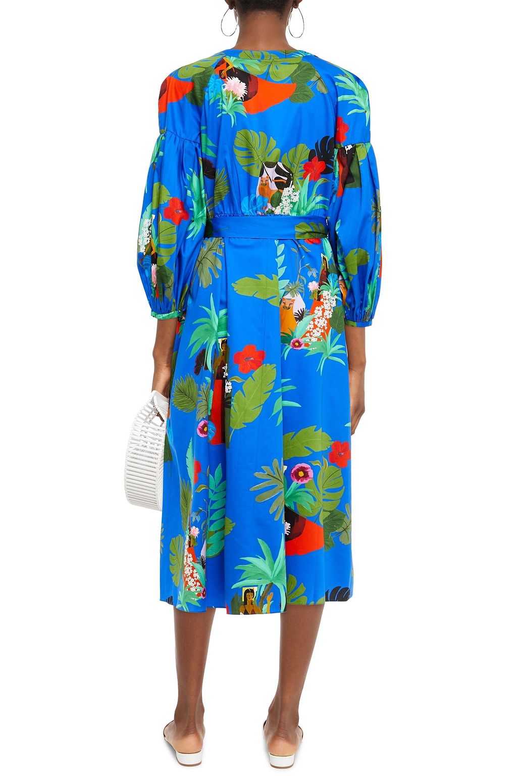 BORGO DE NOR Mia gathered printed cotton-poplin midi dress