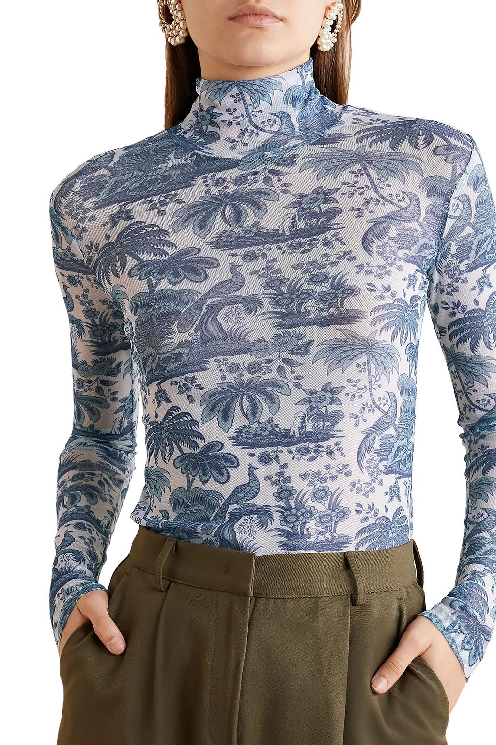 printed turtleneck tops
