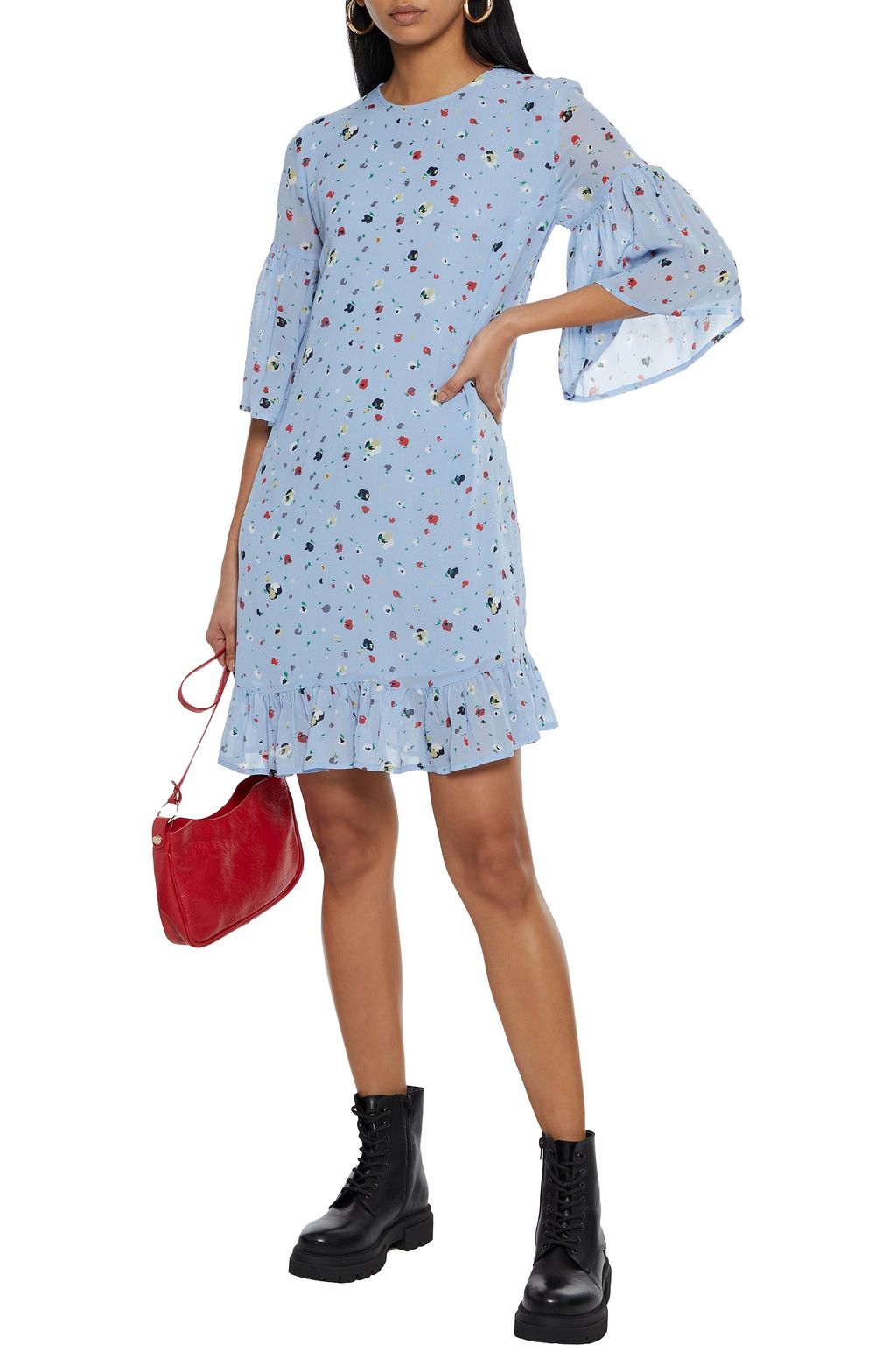 GANNI The Phoebe ruffled floral-print crepe mini dress