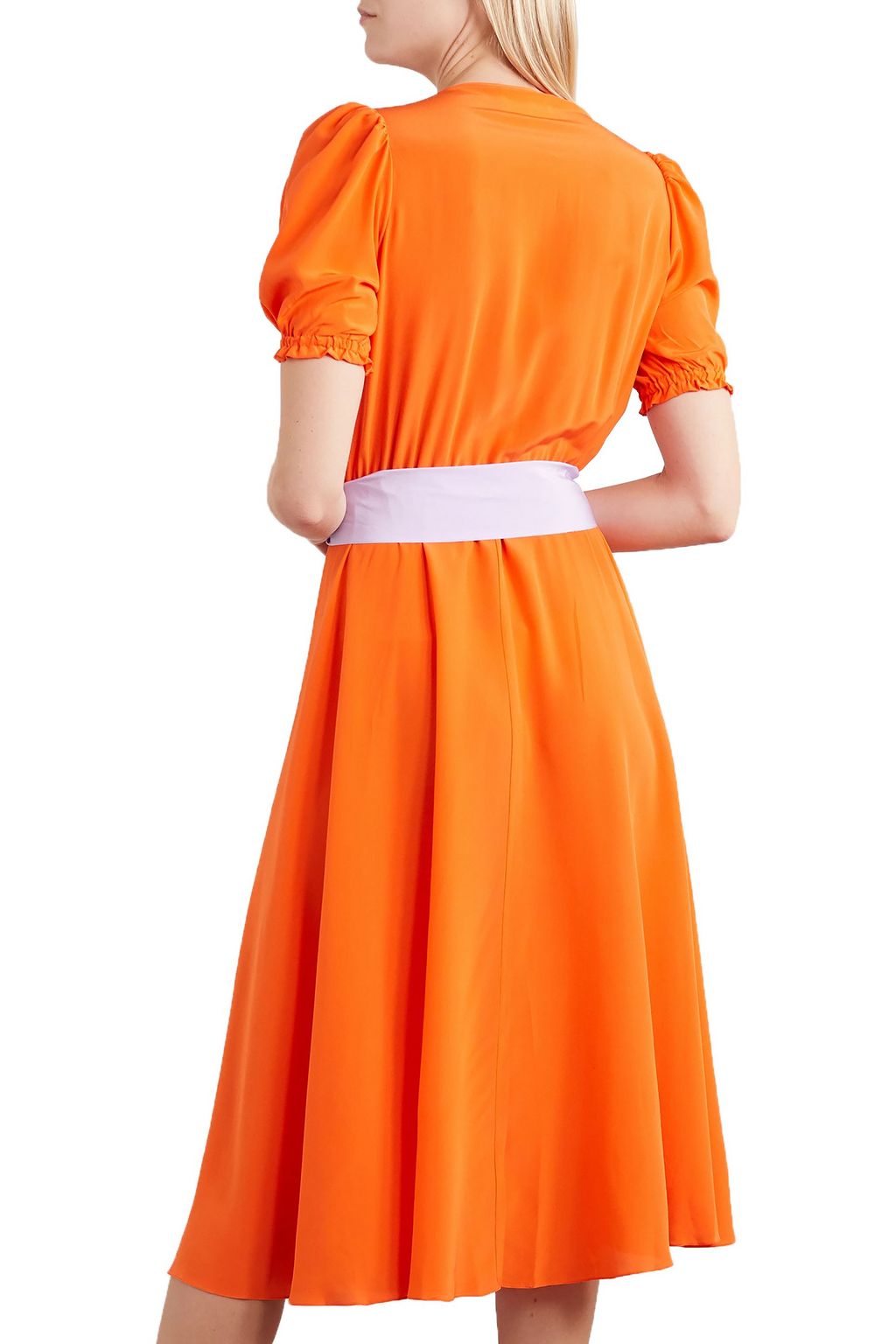 AROSSGIRL X SOLER Ines belted silk crepe de chine dress