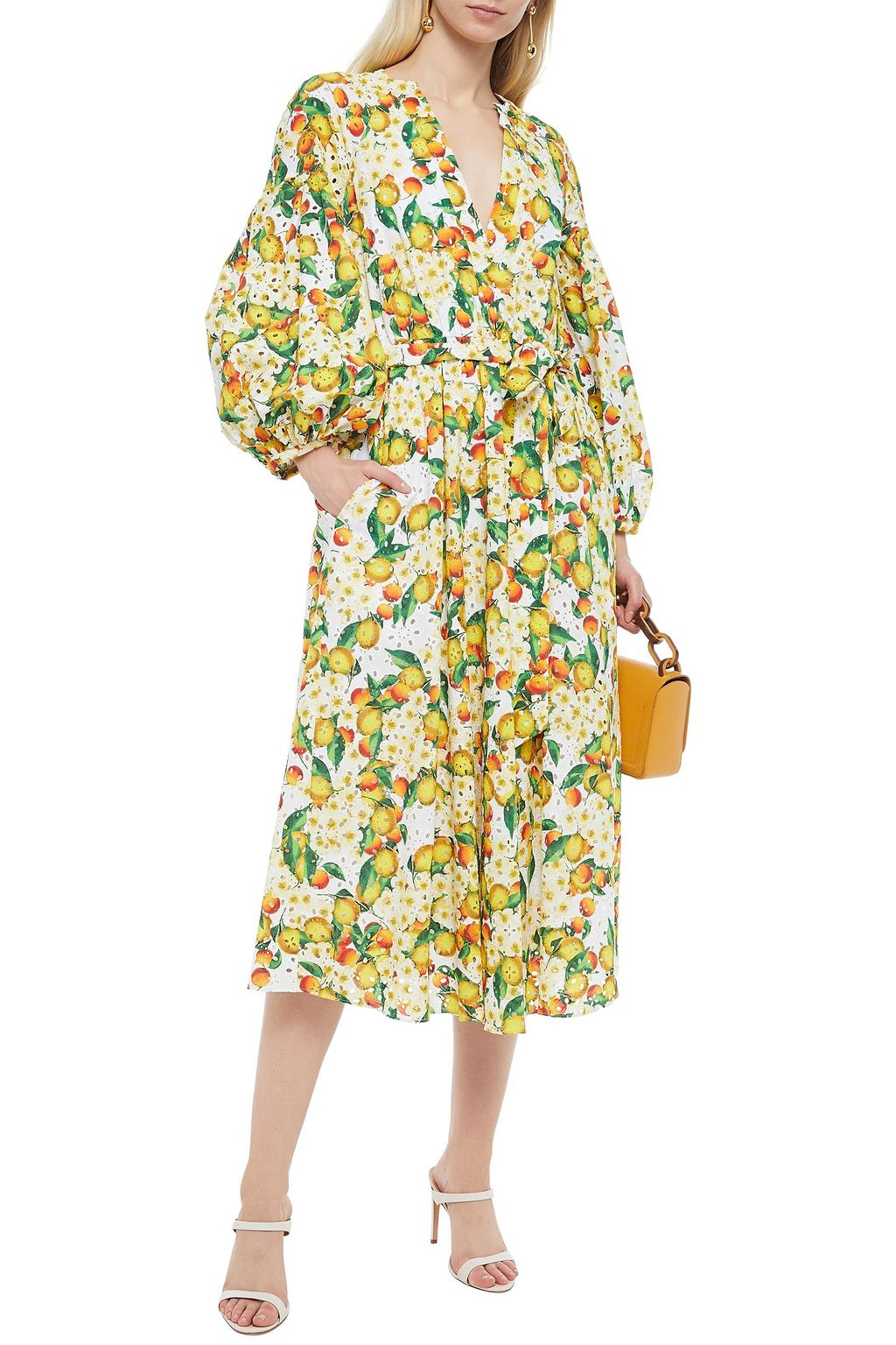 BORGO DE NOR Mia printed broderie anglaise cotton midi dress