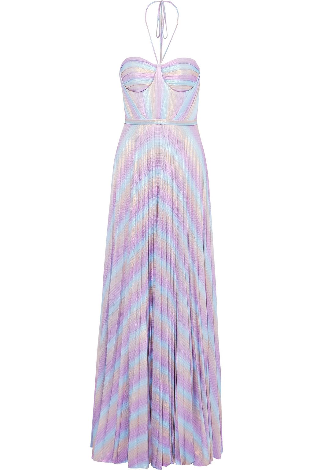 Bunt Neckholder Robe Aus Plissiertem Jersey Mit Farbverlauf In Metallic Optik Sale Bis Zu 70 Marchesa Notte The Outnet Marchesa Notte The Outnet