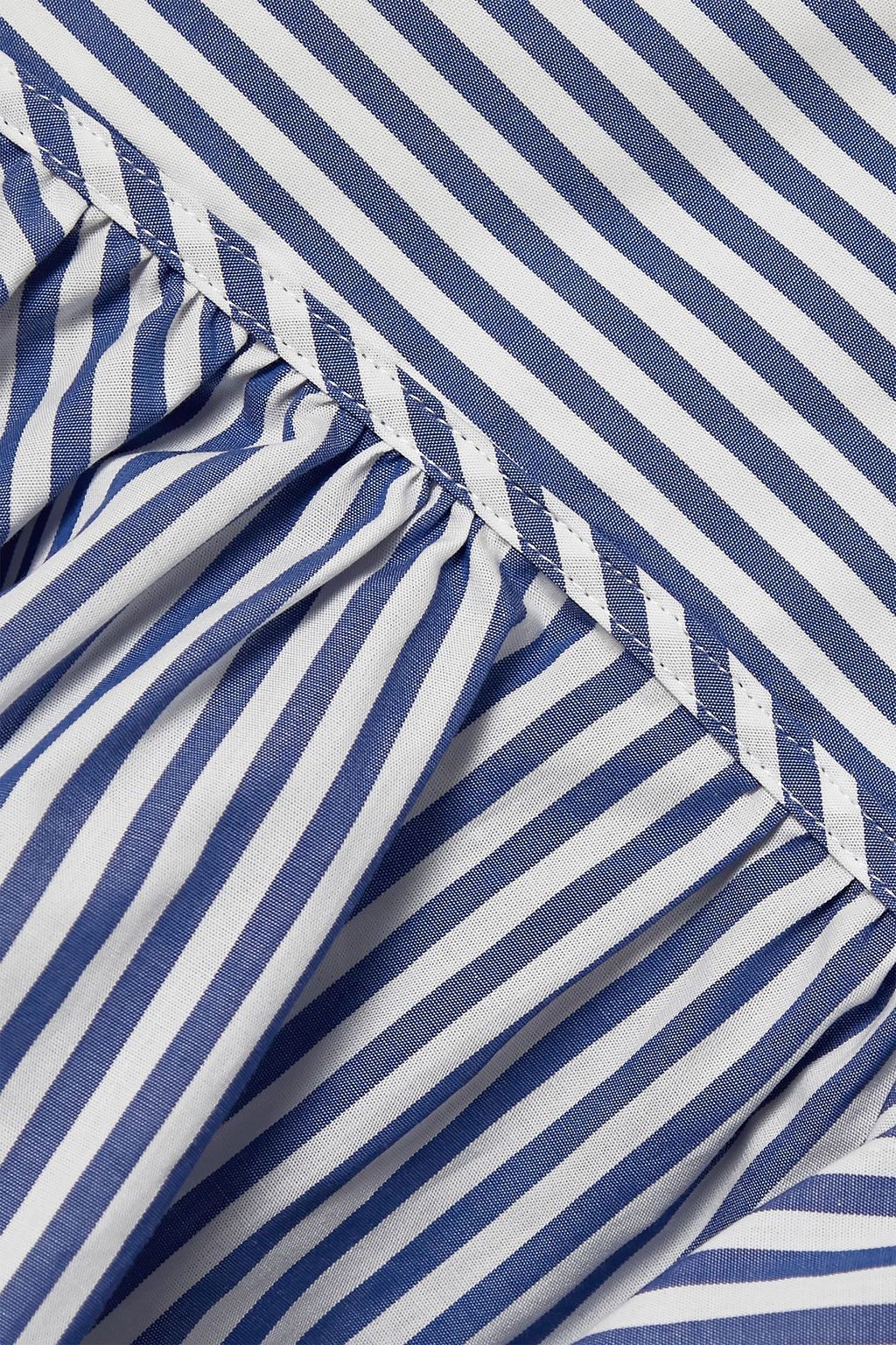 STAUD Luna striped cotton-poplin peplum top