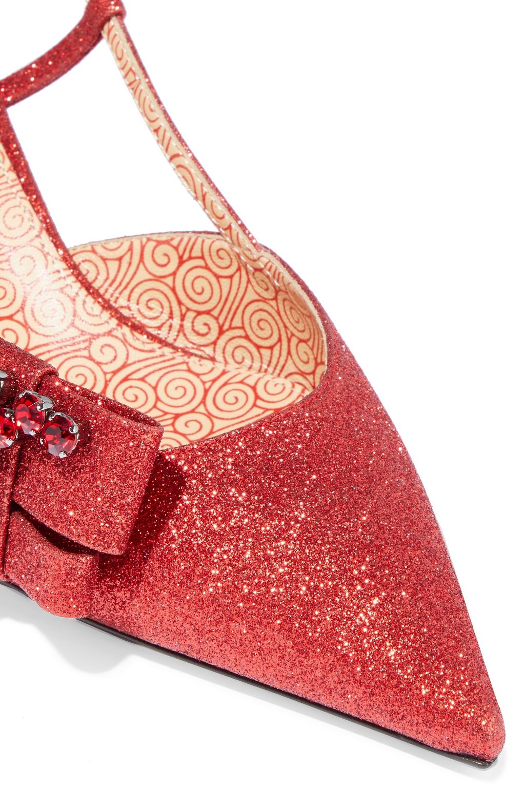 SERGIO ROSSI sr Icona bow-embellished glittered crepe slingback pumps