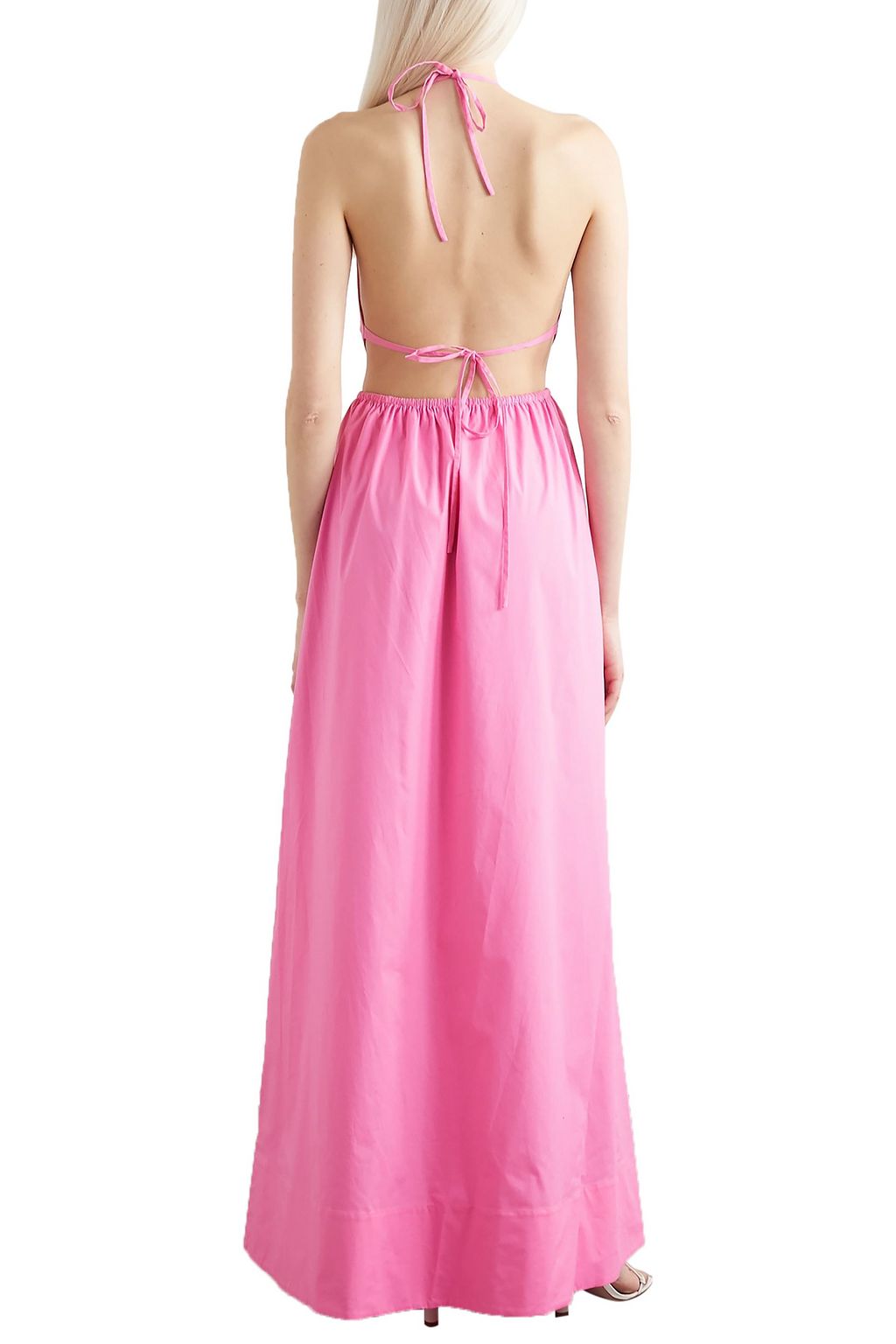 STAUD Apfel cutout cotton-blend poplin halterneck maxi dress