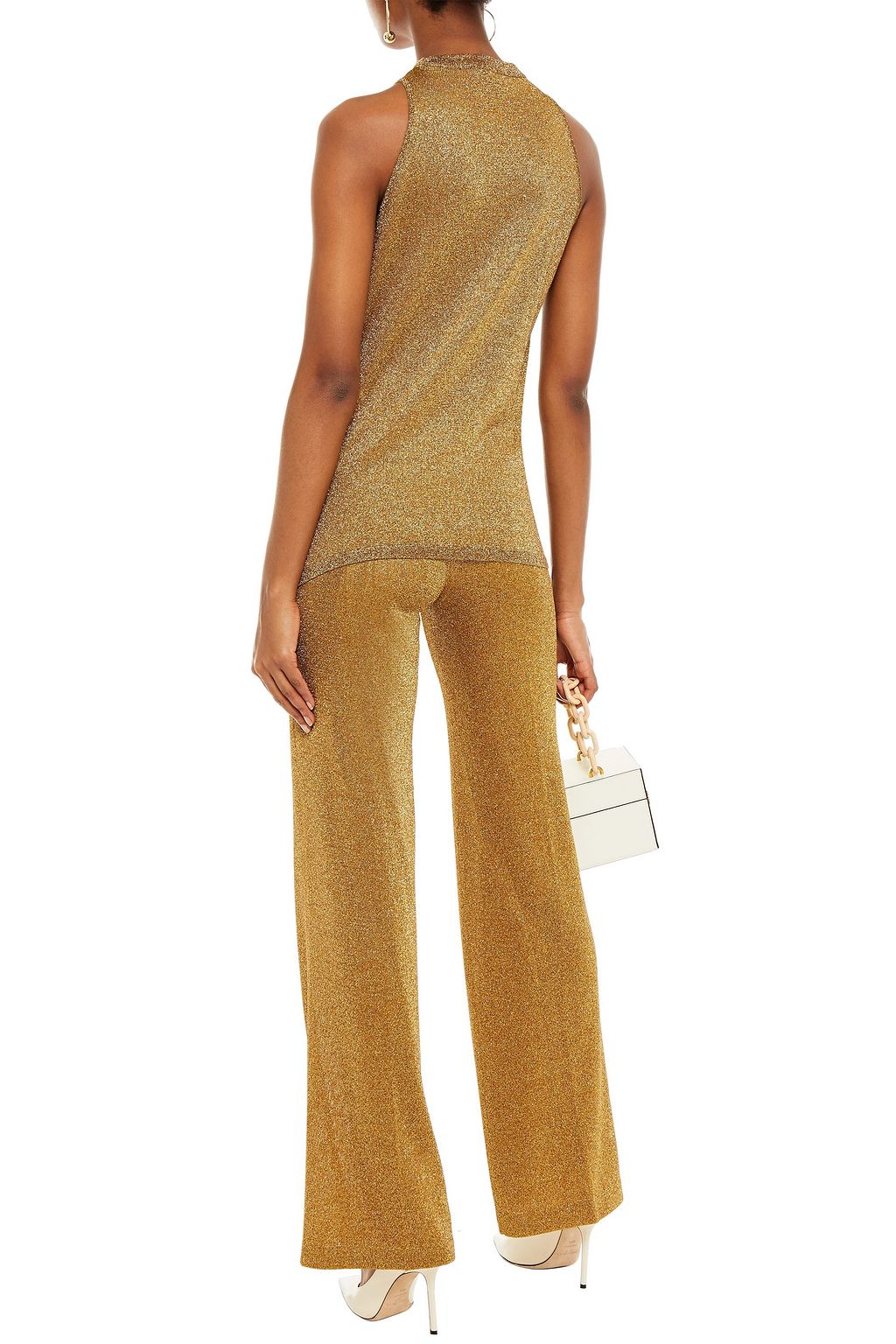 MISSONI Metallic crochet-knit silk-blend flared pants