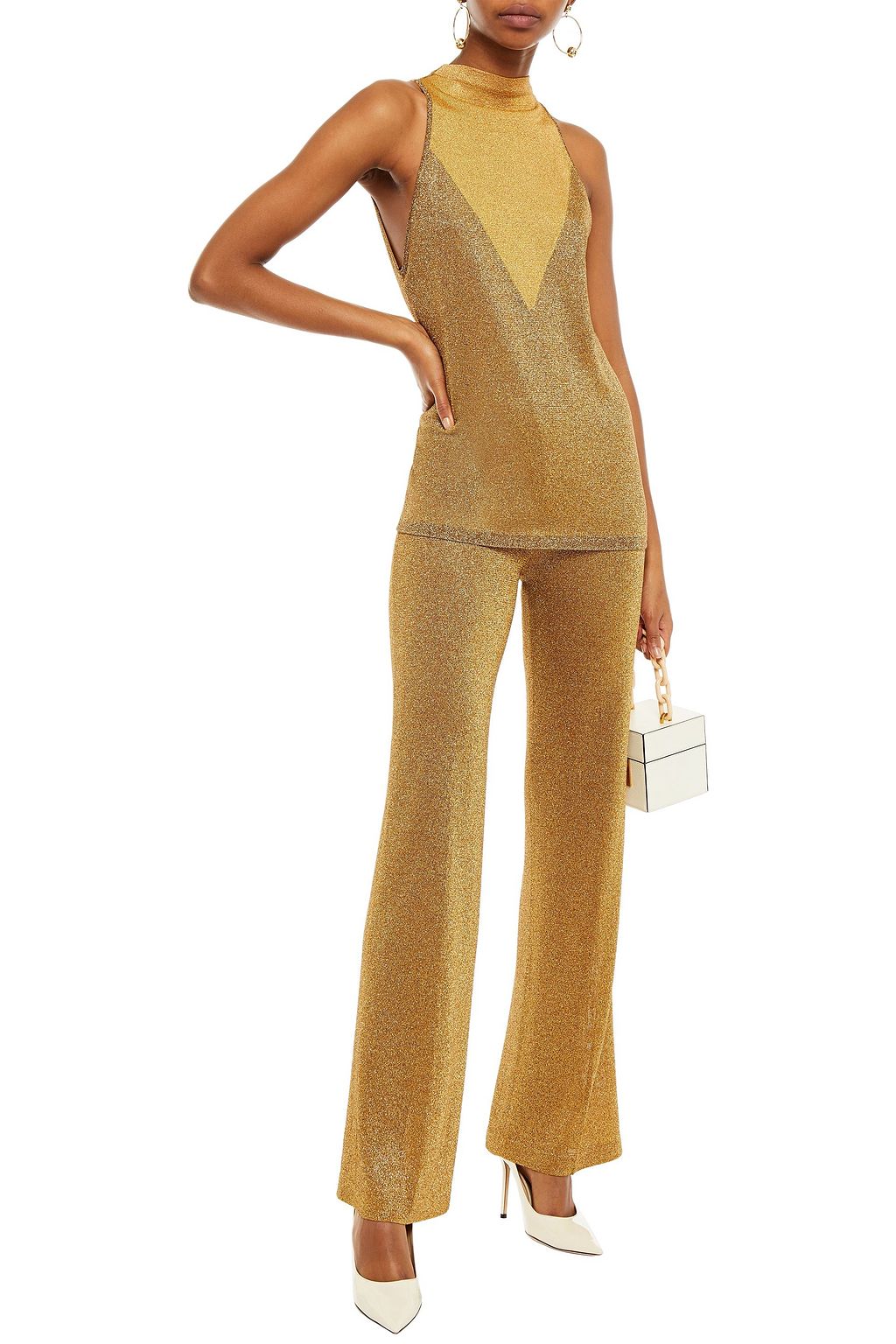 MISSONI Metallic crochet-knit silk-blend flared pants