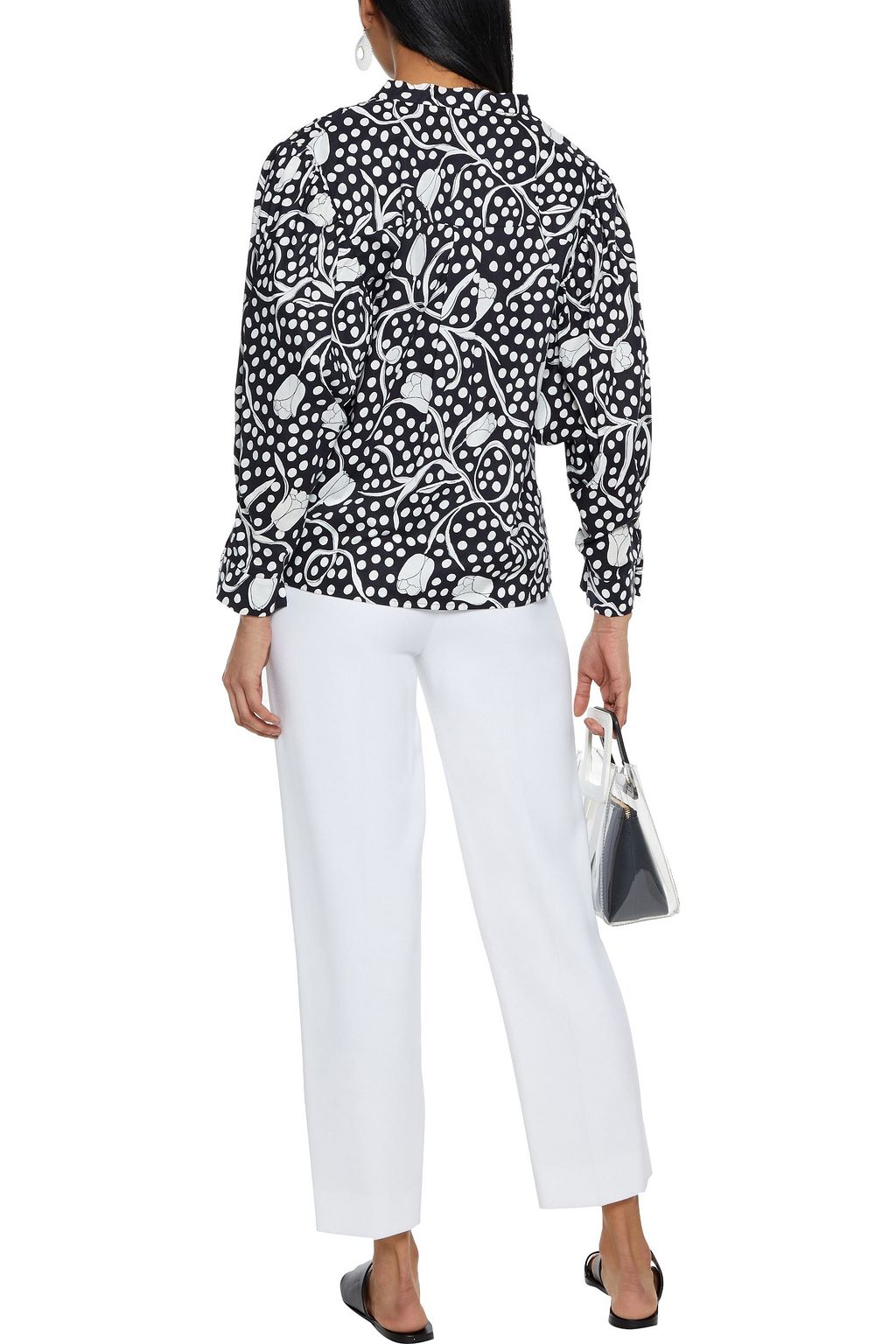 DIANE VON FURSTENBERG Britton gathered printed cotton-poplin blouse