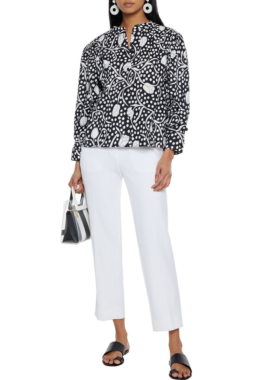 DIANE VON FURSTENBERG Britton gathered printed cotton-poplin blouse
