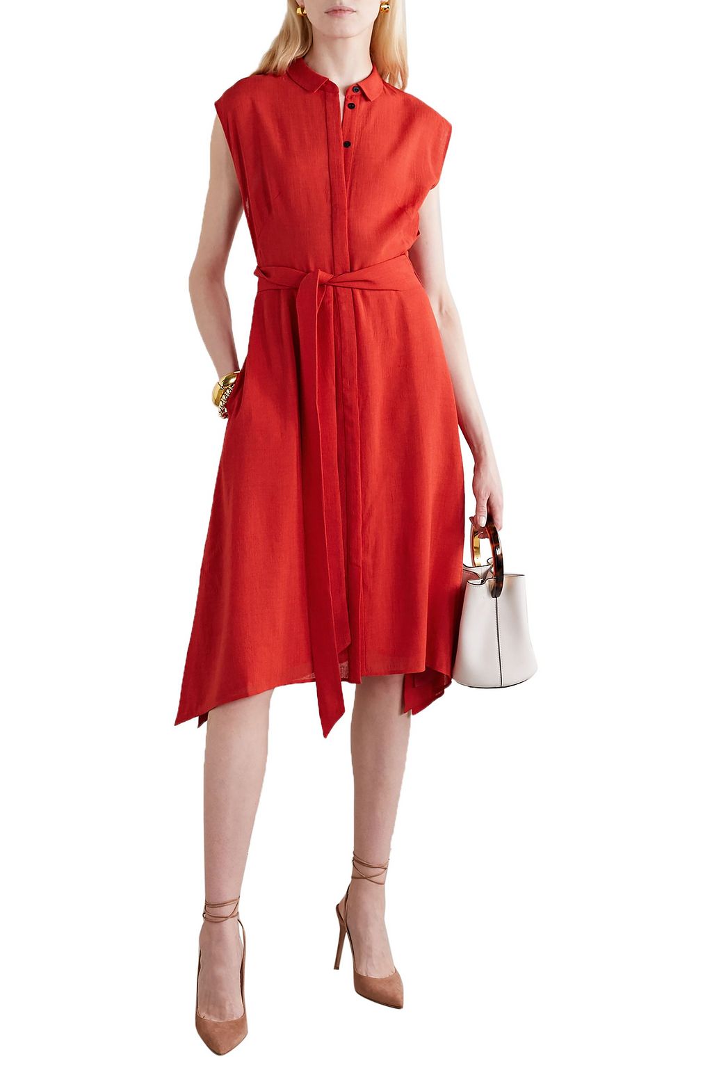 CEFINN Thea belted voile shirt dress