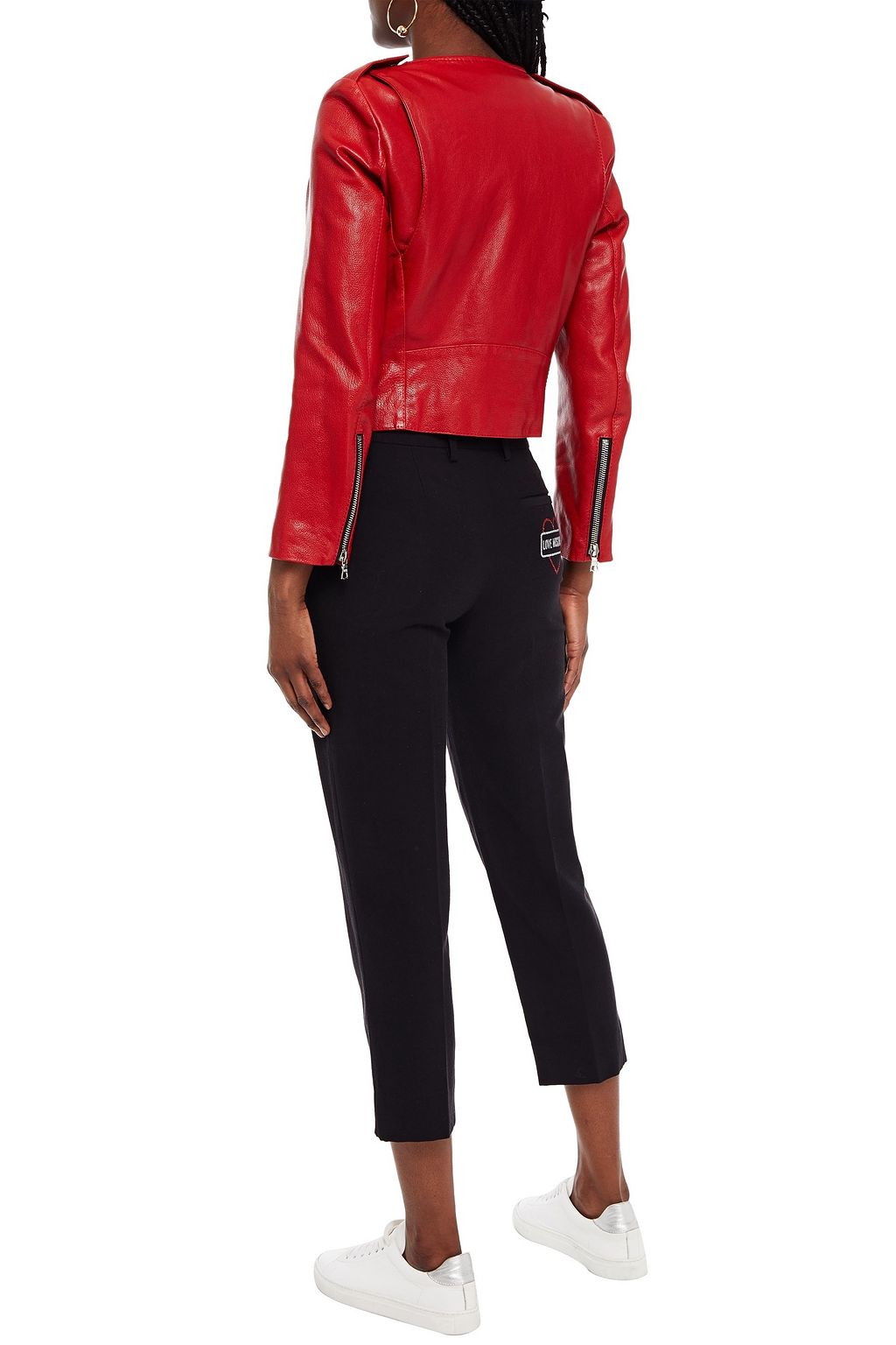 LOVE MOSCHINO Cropped glittered slub woven tapered pants