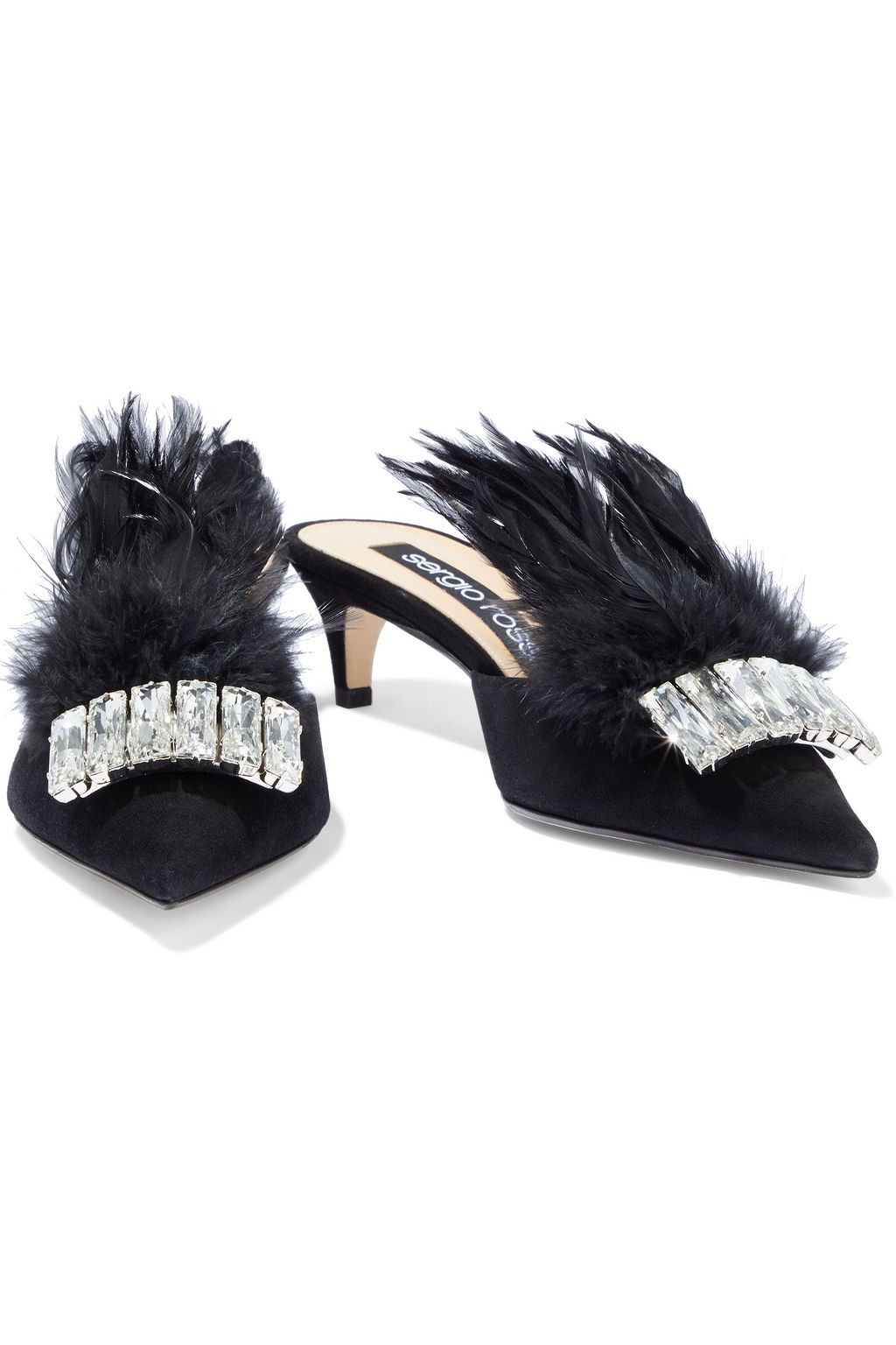 SERGIO ROSSI sr1 embellished suede mules