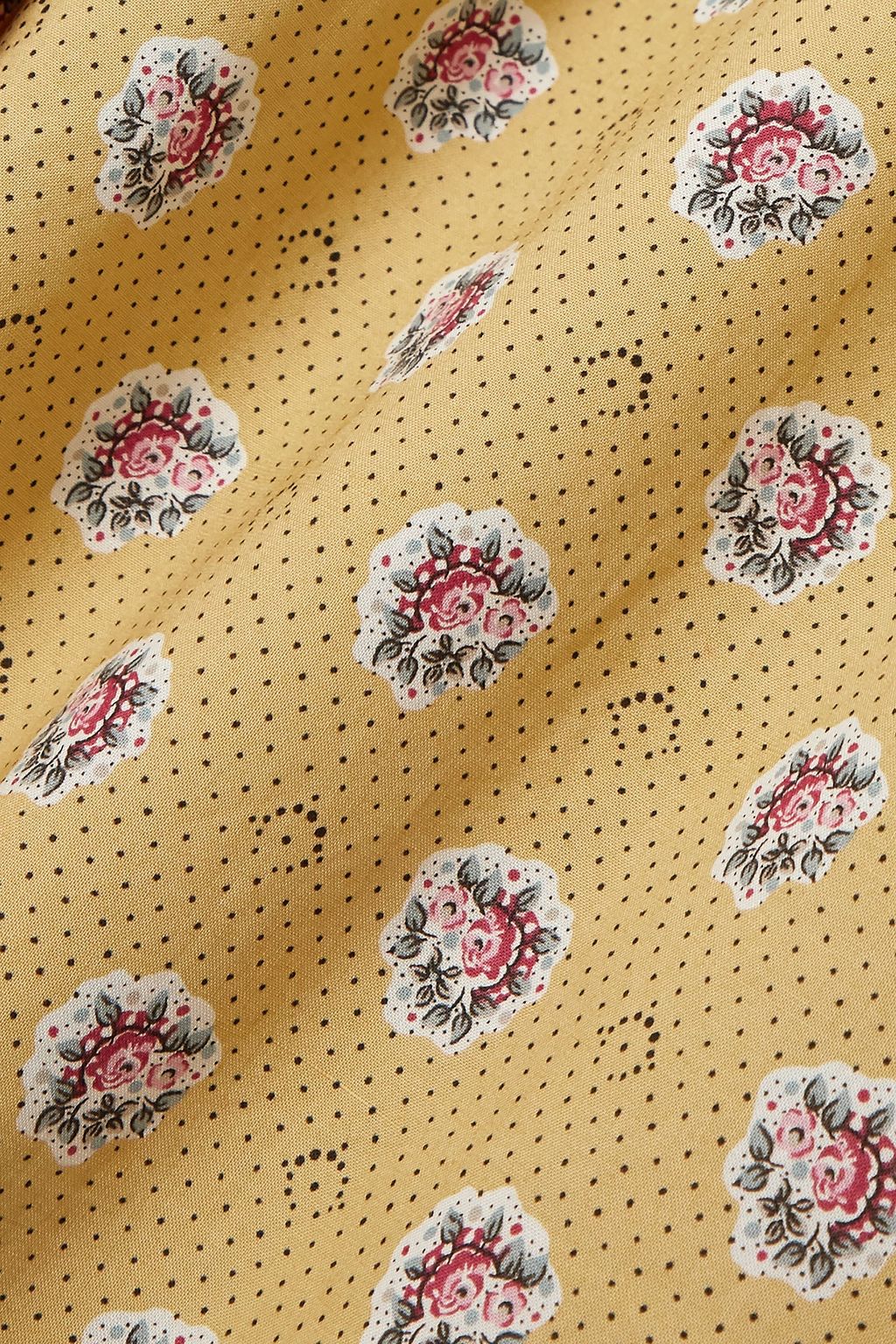 ANNA MASON Harper belted ruffled-trimmed printed cotton top